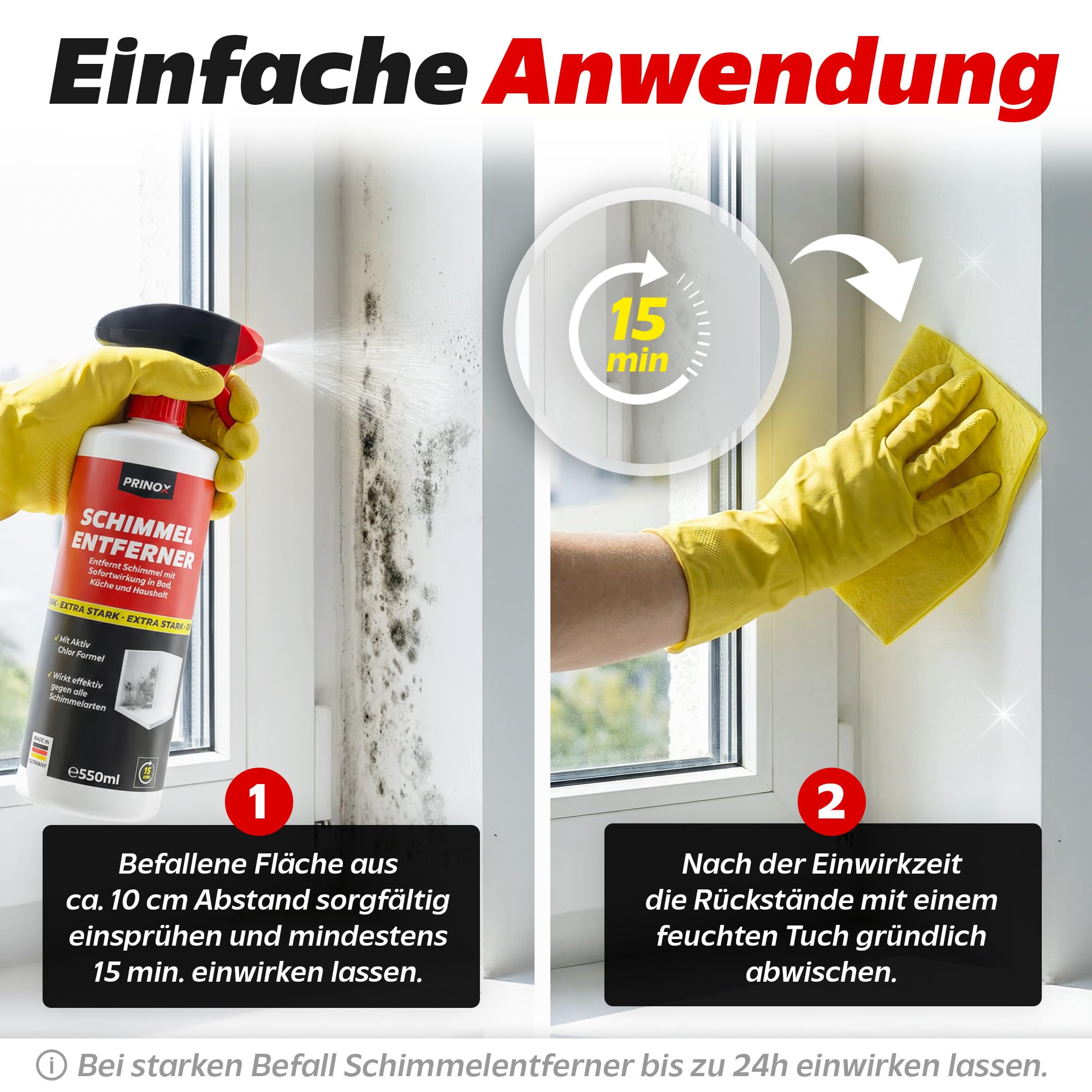 Prinox 4x Schimmelentferner + 1x Handschuhe