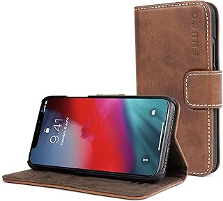 Snugg Coque iPhone XR, Apple iPhone XR Etui à Rabat [Emplacements pour Cartes] Cuir Portefeuille Housse Désign Exécutif [G...