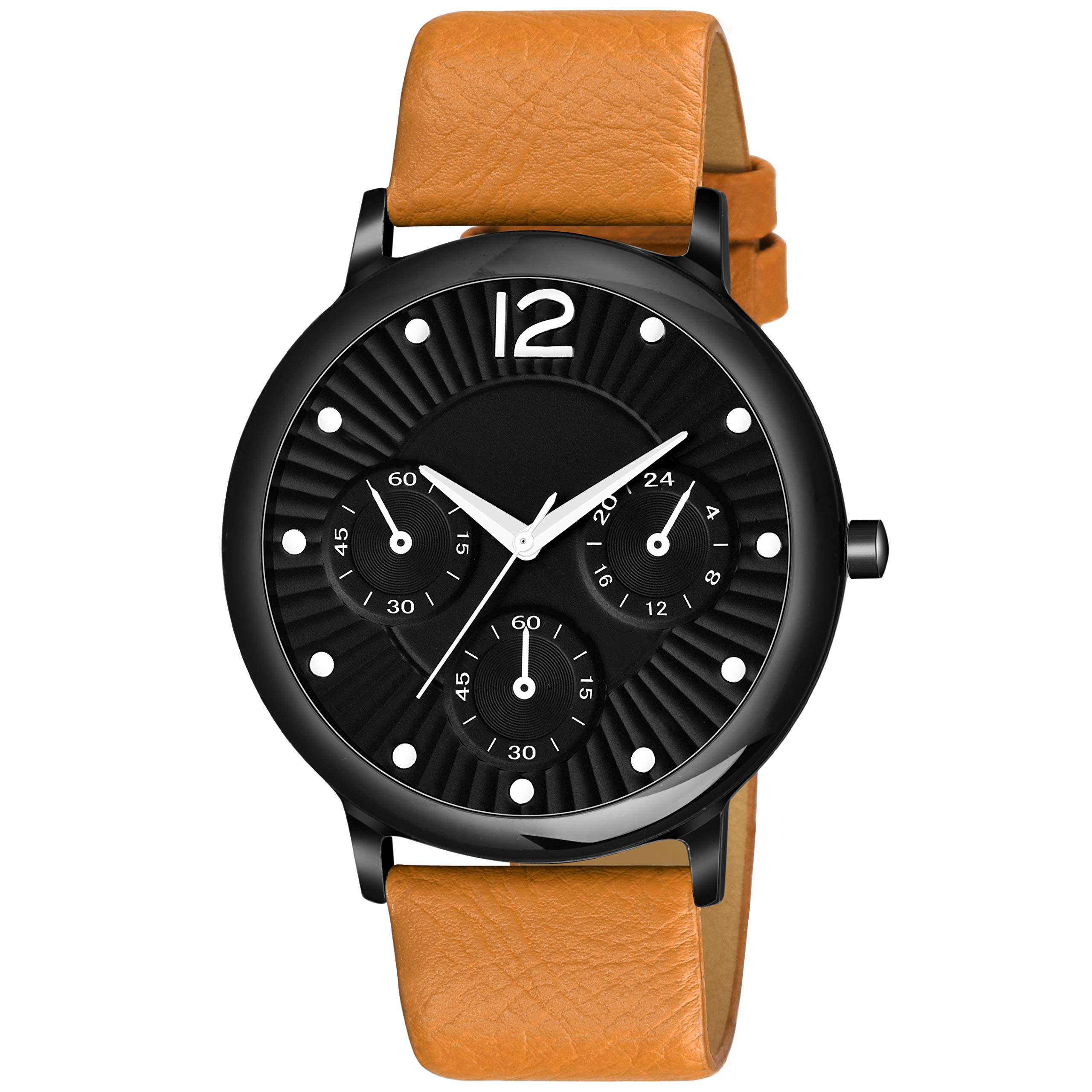 CORXIL Black Dial Brown Leather Strap Stylish Analog Watch for Men (Black) (B0B644ZX5F) Amazon Price History, Amazon Price Tracker