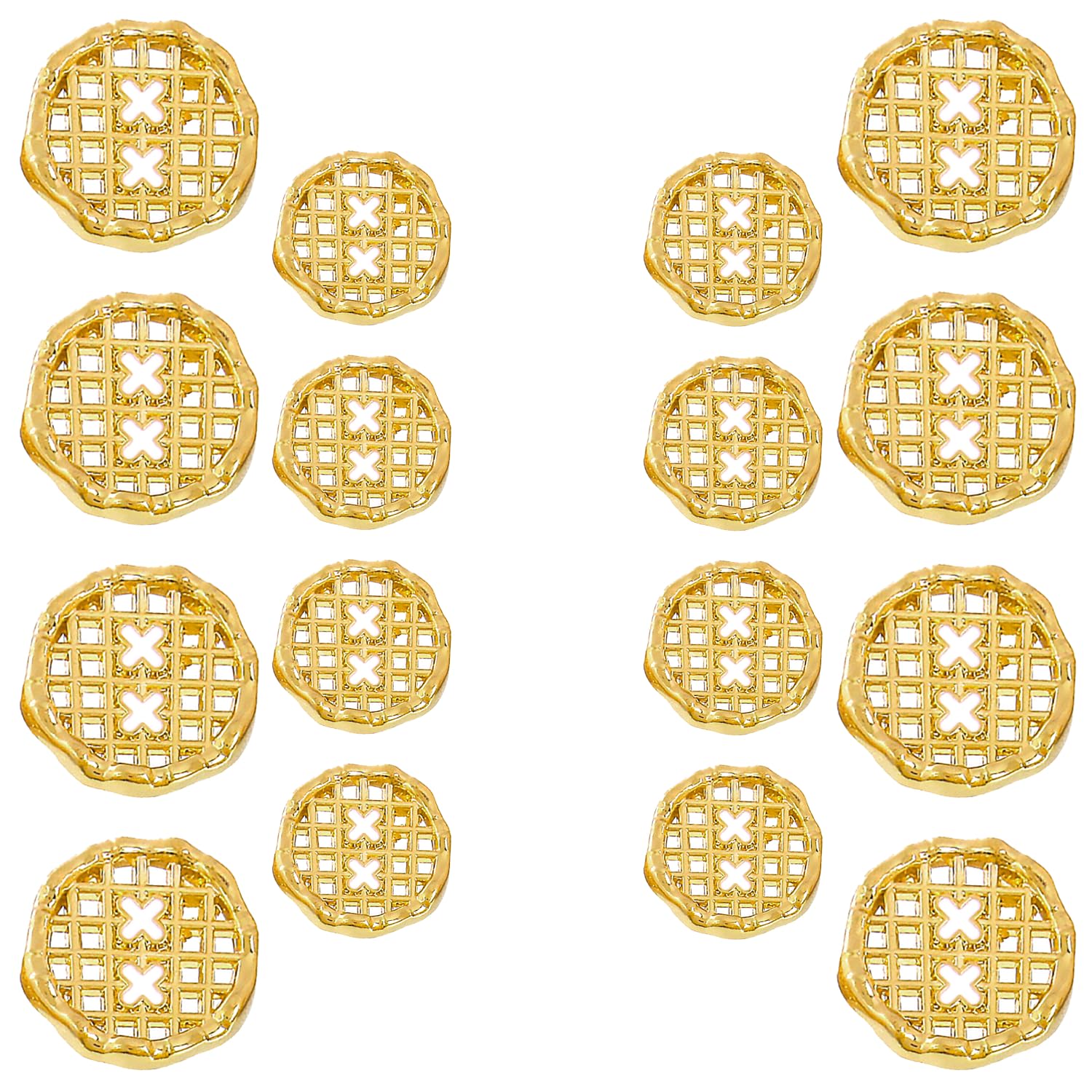 Ani Accessories Metal Shank Button Round Cross Net Design Diamond accessory for coat Bandhgalas indo-western sherwani DIY (16 Pcs Button (8 Pcs Big + 8 Pcs Small), Shining Golden Cross)-picture-33