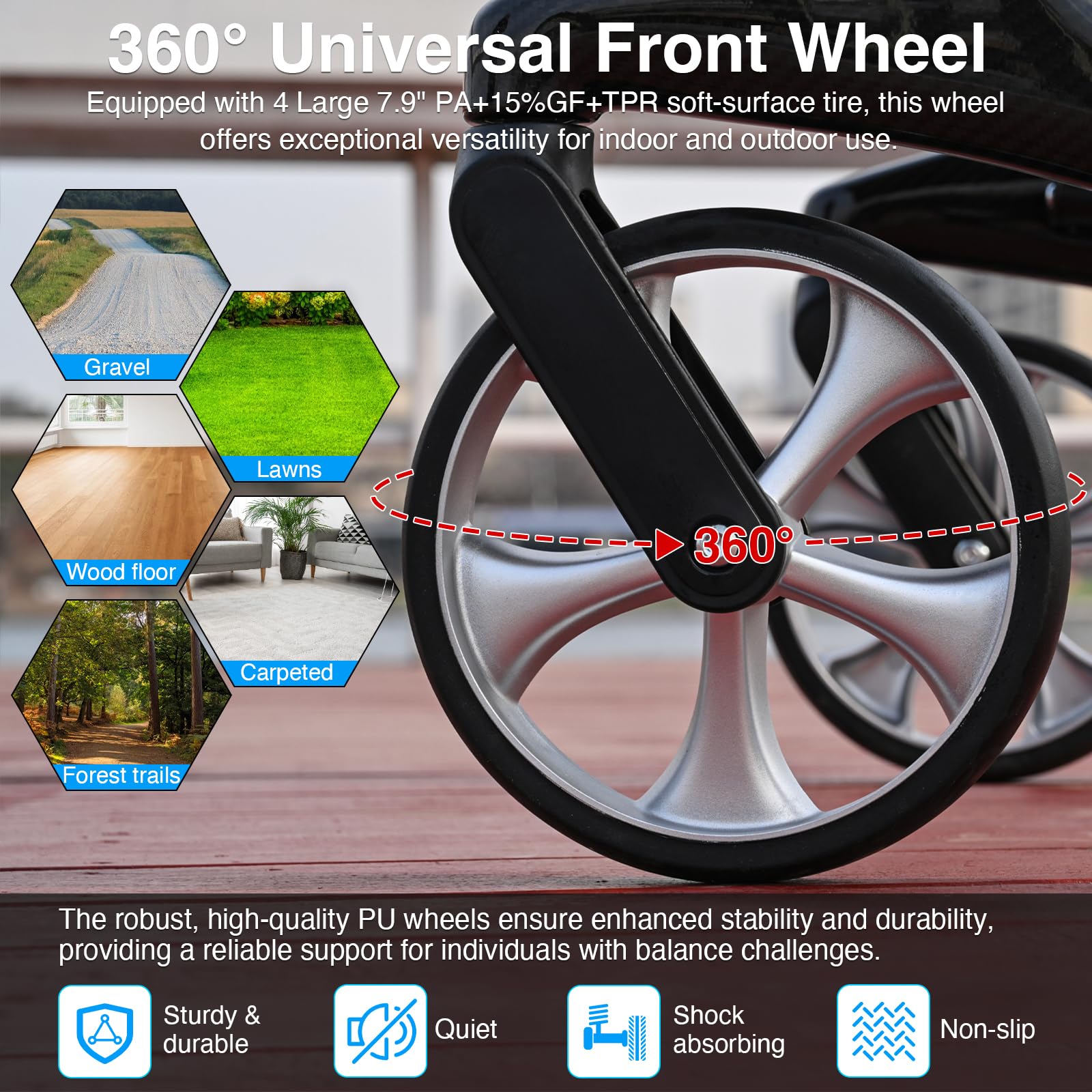 Carbon Ultralight Rollator Klappbar 5,5 kg: Rollator Faltbar und Leicht mit Sitz Wohnungsrollator Faltbarer für Senioren - Premium Gehhilfe Rollatoren für Kofferraum Reise und Flug (Schwarz)