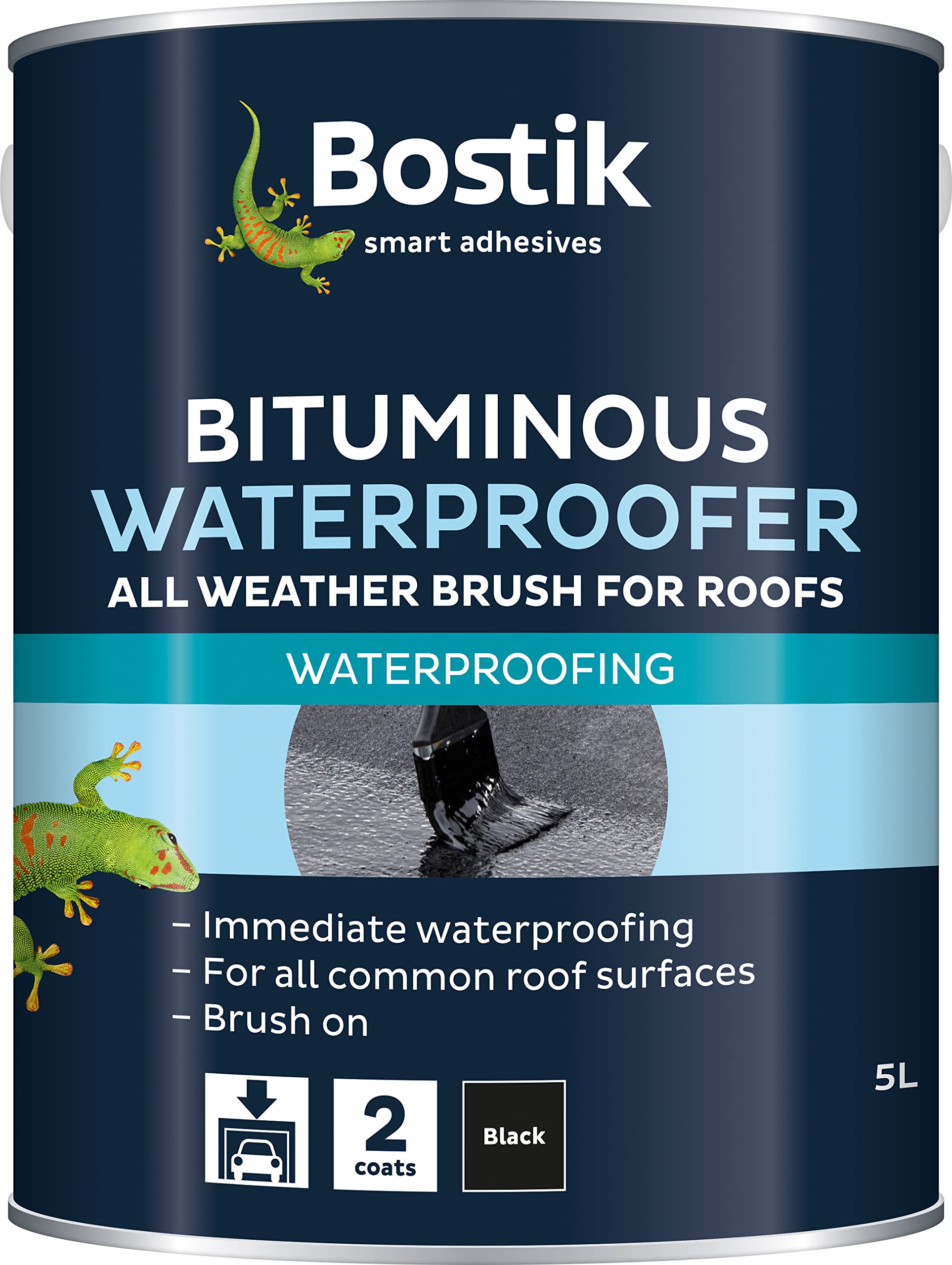 BOSTIK BITUMINOUS WATERPROOFER FOR ROOFS WATERPROOFING BLACK 5LITRE