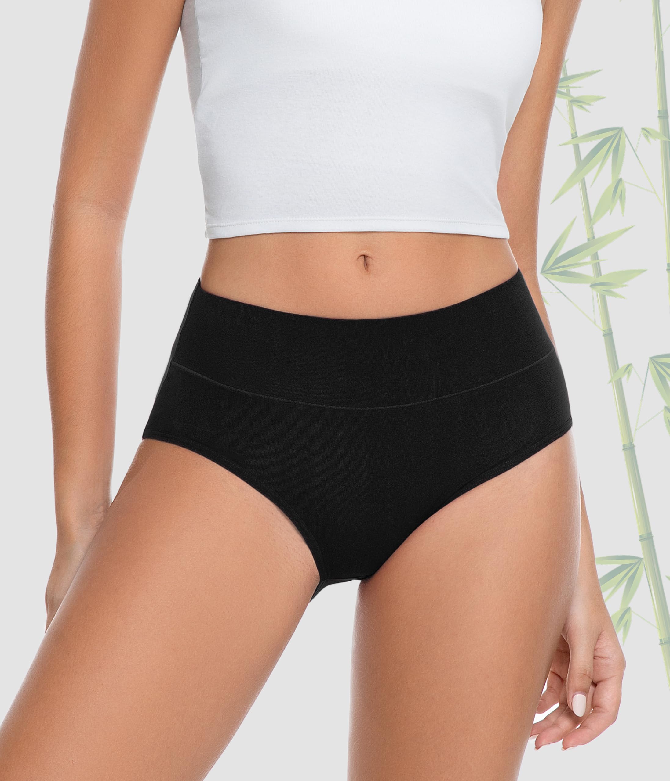 YESWEL Bambus Unterhosen Damen, Hohe Taille Unterwäsche, Stretch Slip Atmungsaktive Panties für Frauen 5er Pack (S-3XL)