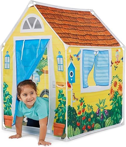 Miniatura 3 de Melissa & Doug Cozy Cottage Tienda de Juego de Tela y Bolsa Tote de Almacenamiento, Amarillo