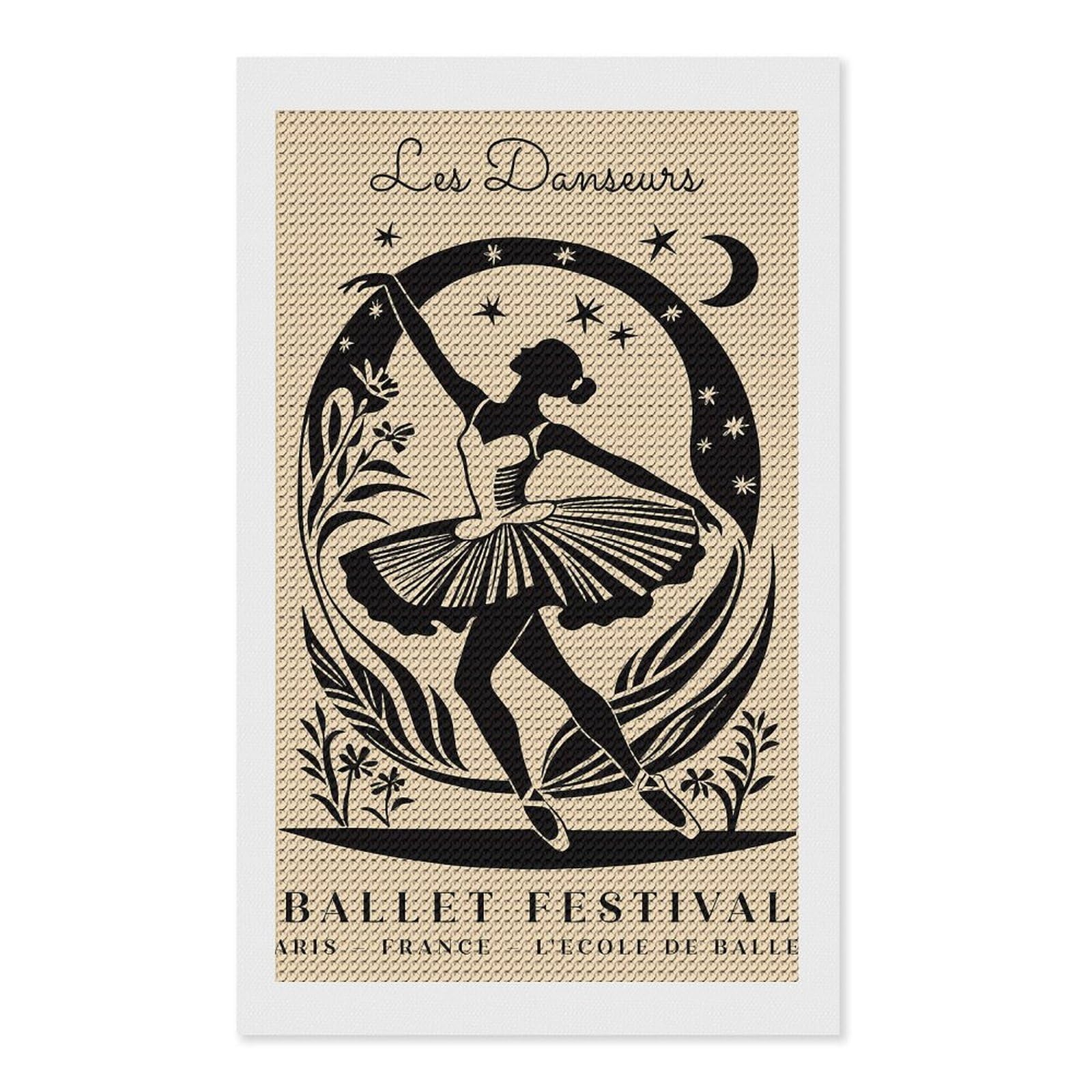 Junmoney Les Danseurs Ballet Festival Crystal Diamond Art Kit 12"x20", Stress Relief Craft, Decorative Artwork, Vintage Style Decor, Birthday Gift