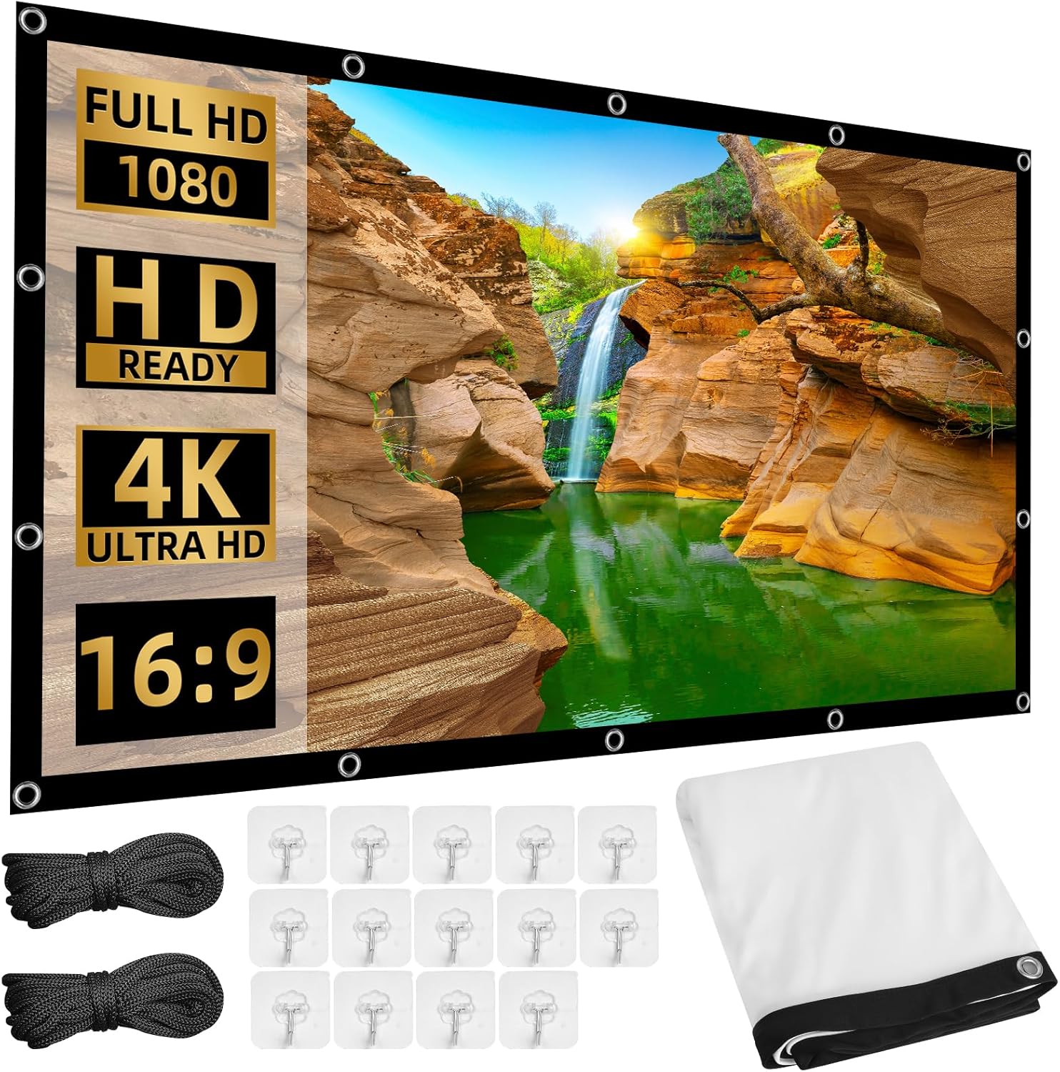 Beamer Leinwand – Projektionsleinwand im Freien 16:9 unterstützt 3D/1080P, Tragbare Faltbar Anti-Fal… Beamer Leinwand – Projektionsleinwand im Freien 16:9 unterstützt 3D/1080P, Tragbare Faltbar Anti-Fal…