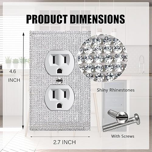 Miniatura 2 de Gaocai 10 piezas de cubiertas de salida plateadas brillantes para placa de pared, cubierta decorativa para interruptor de luz, placa de salida de