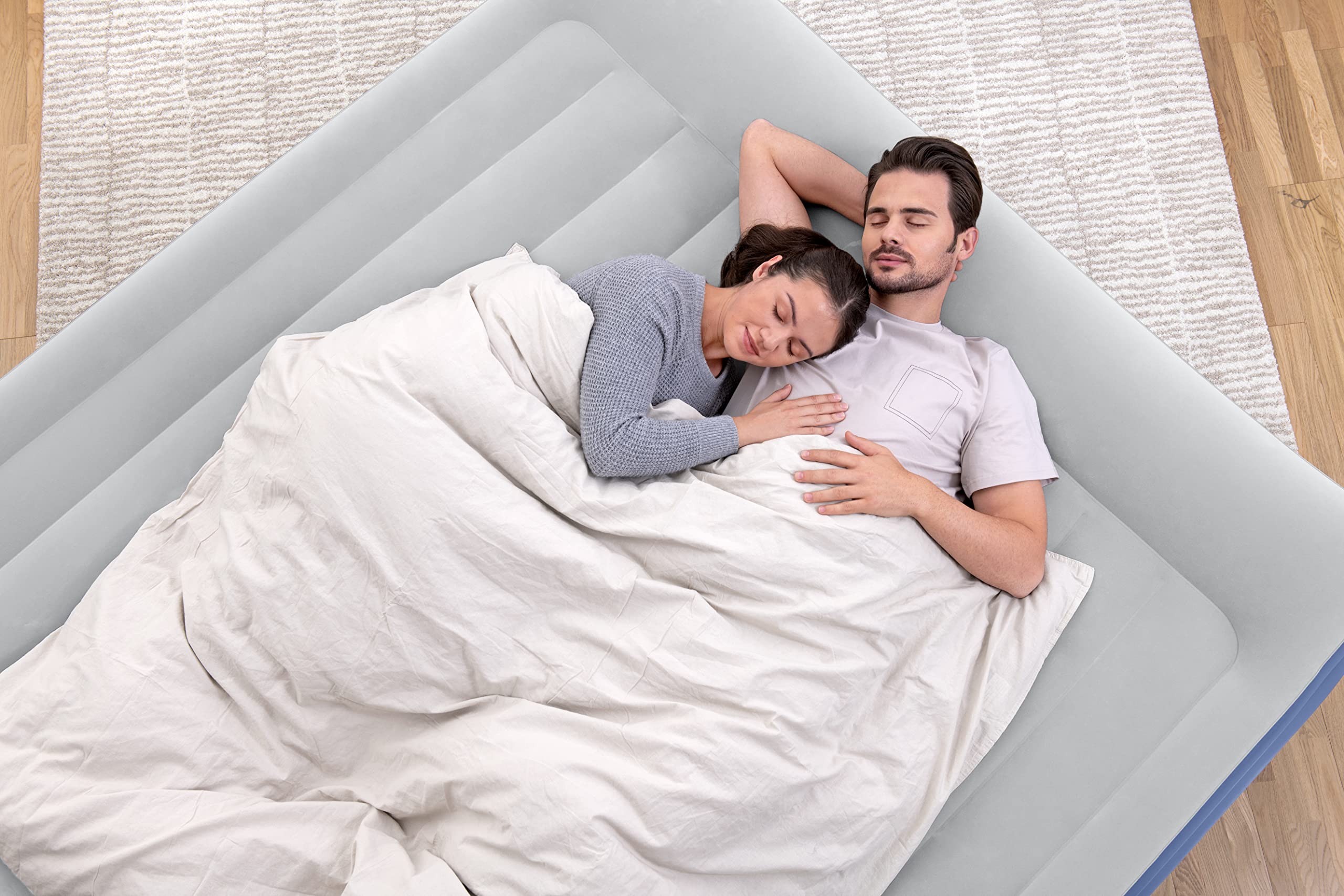 Bestway 80" x 76" x 22"/2.03m x 1.93m x 56 cm Tritech Air Mattress King Built-in AC Pump