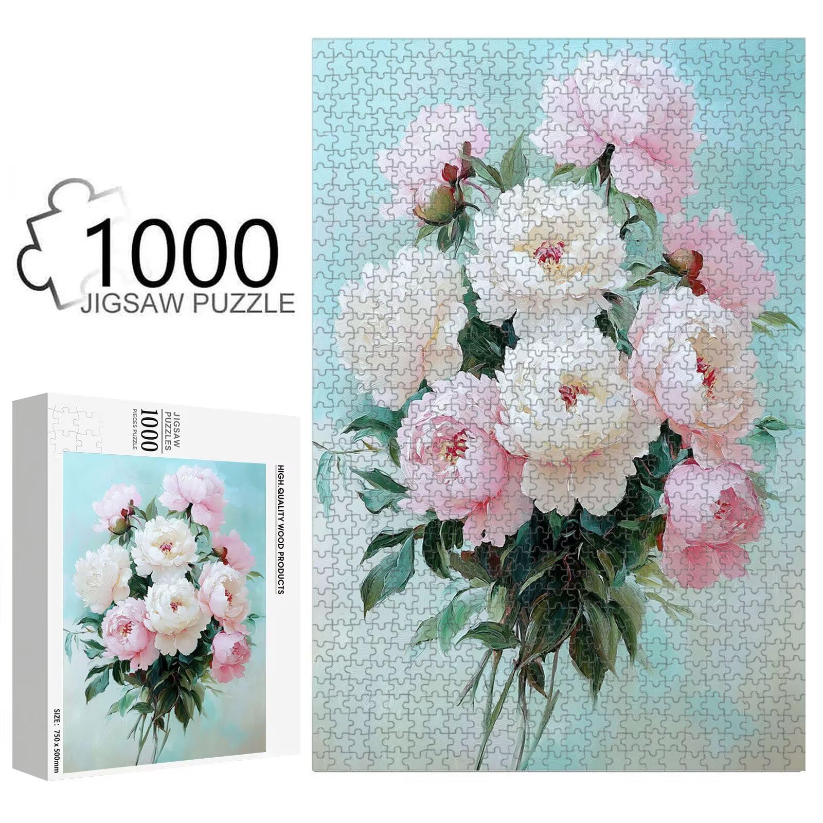 1000 elementów, puzzle dla dorosłych, kwiaty i różowe drewno, puzzle 1T#2231
