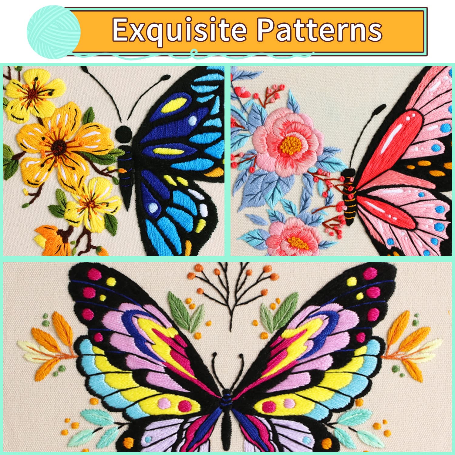 Stick Set Für Anfänger 3-teilig - Schmetterling Stickerei Set Mit Zubehör