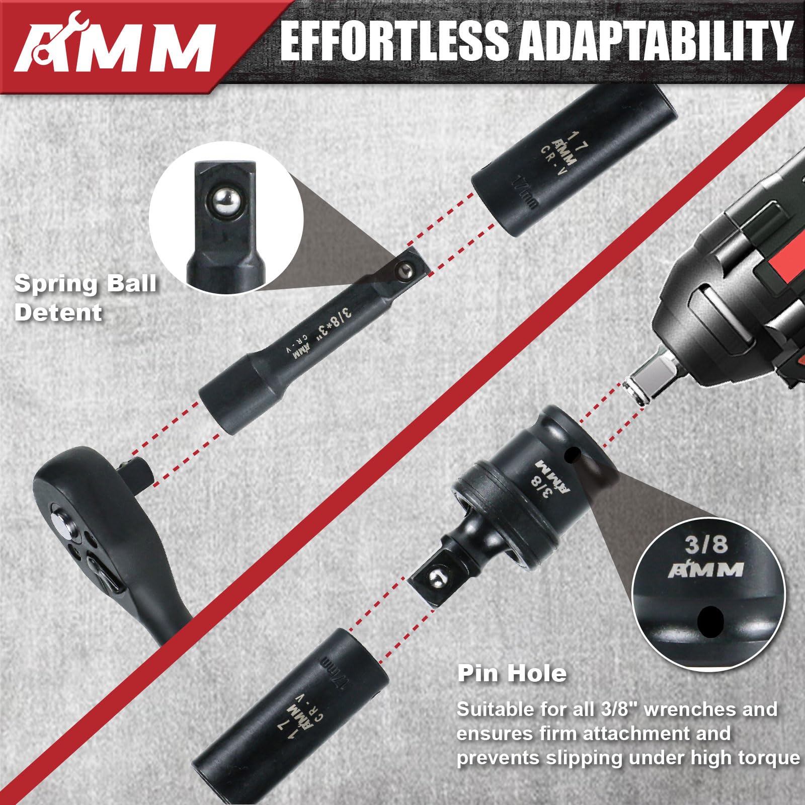 AMM 123Pcs Impact Socket Set，1/4”3/8”Drive Deep&Shallow Socket