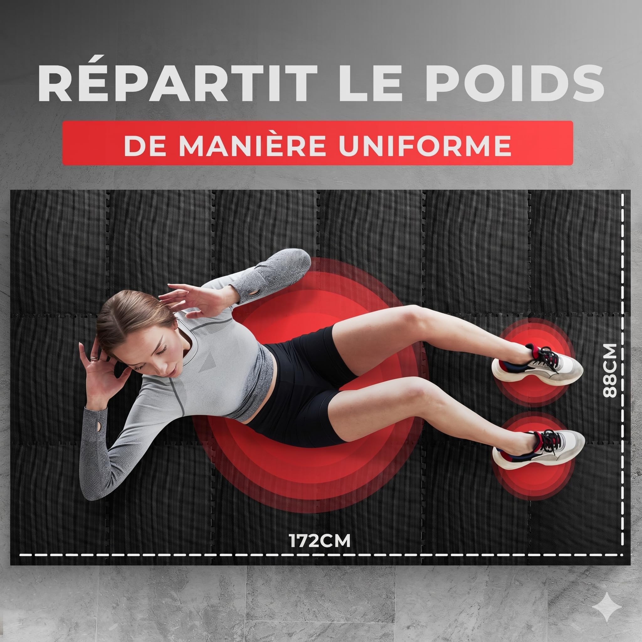 JUPPLIES Tapis de Sport Puzzle EVA – Dalle Mousse 30x30x1 Antidérapante et Insonorisante, Tapis Gym & Musculation pour Home Gym, Sol Salle de Sport, Dalles Imperméables avec Bordures