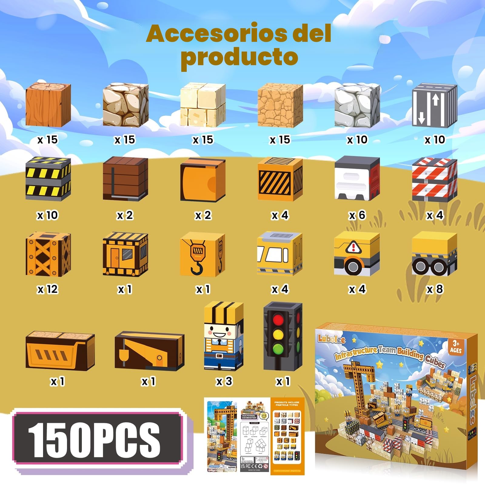 Bloques Magneticos Construccion Niños, 150 Piezas Magneticas Niños,Juguete Creativo para 3-12 Años, Montessori Juego Bloques de Construcciones Magneticas