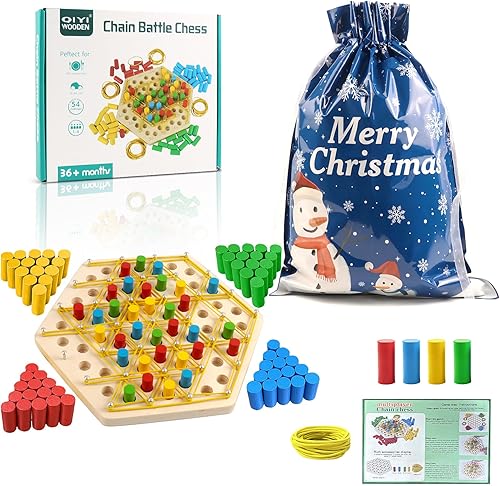 Juego de mesa de ajedrez de triángulo de cadena, 2 jugadores para juegos nocturnos familiares, juegos de estrategia de rompecabezas de escritorio de