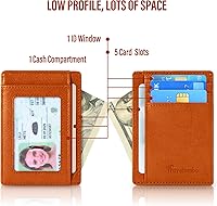 Vista 72 de Travelambo Billetera delgada con bolsillo delantero y clip para el dinero con bloqueo de identificación por radiofrecuencia, talla única