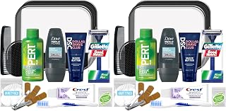 Convenience Kits International Men’s Super Deluxe, 16-Piece Kit with Travel Size TSA Compliant Essentials in Reusable Zippered Toiletry Bag (Pack of 2)
