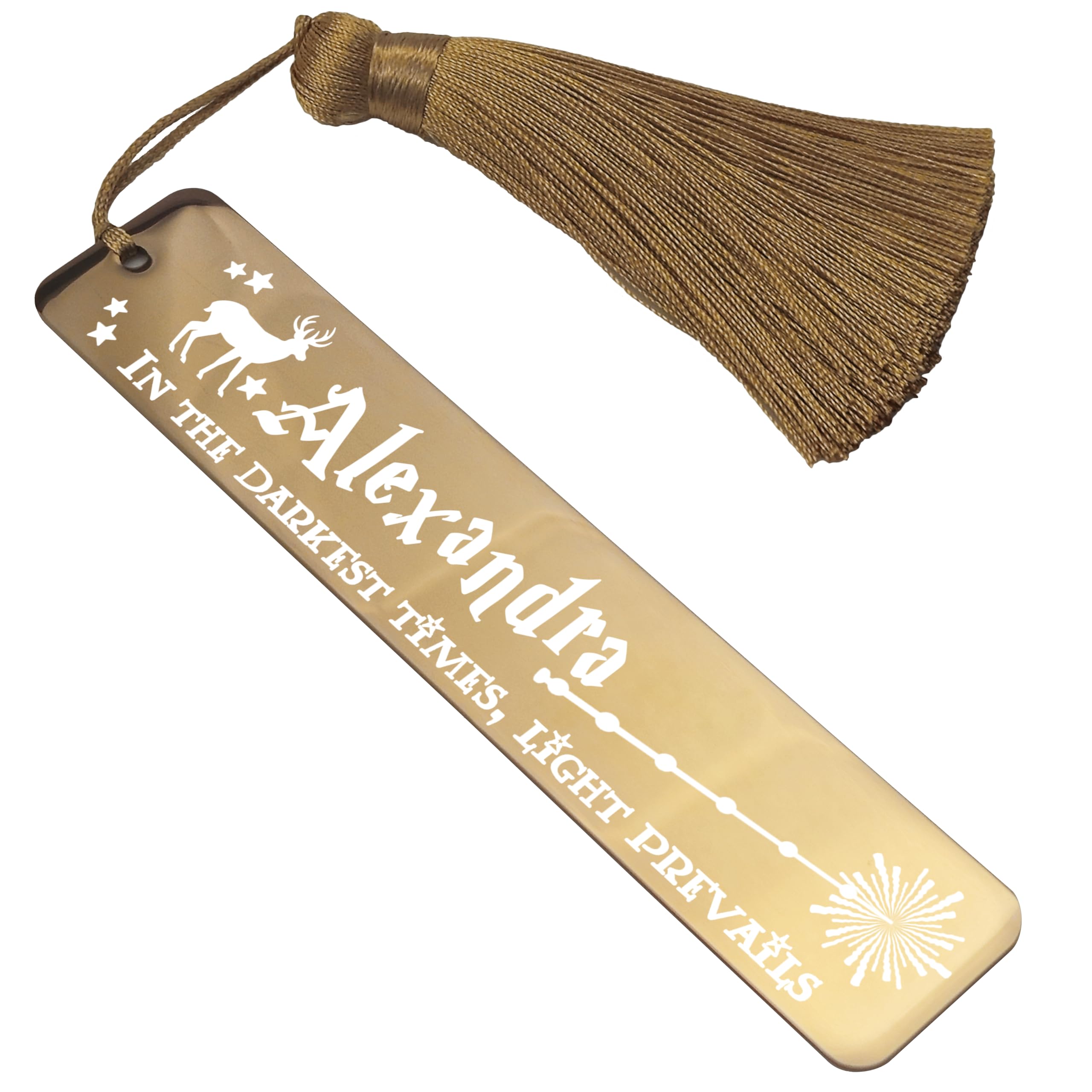 Personalised Stainless Steel Bookmark Wizarding World Inspired Magical Gift for Book Witches or Wizards Movie Fans (Design #2, Rose Gold)