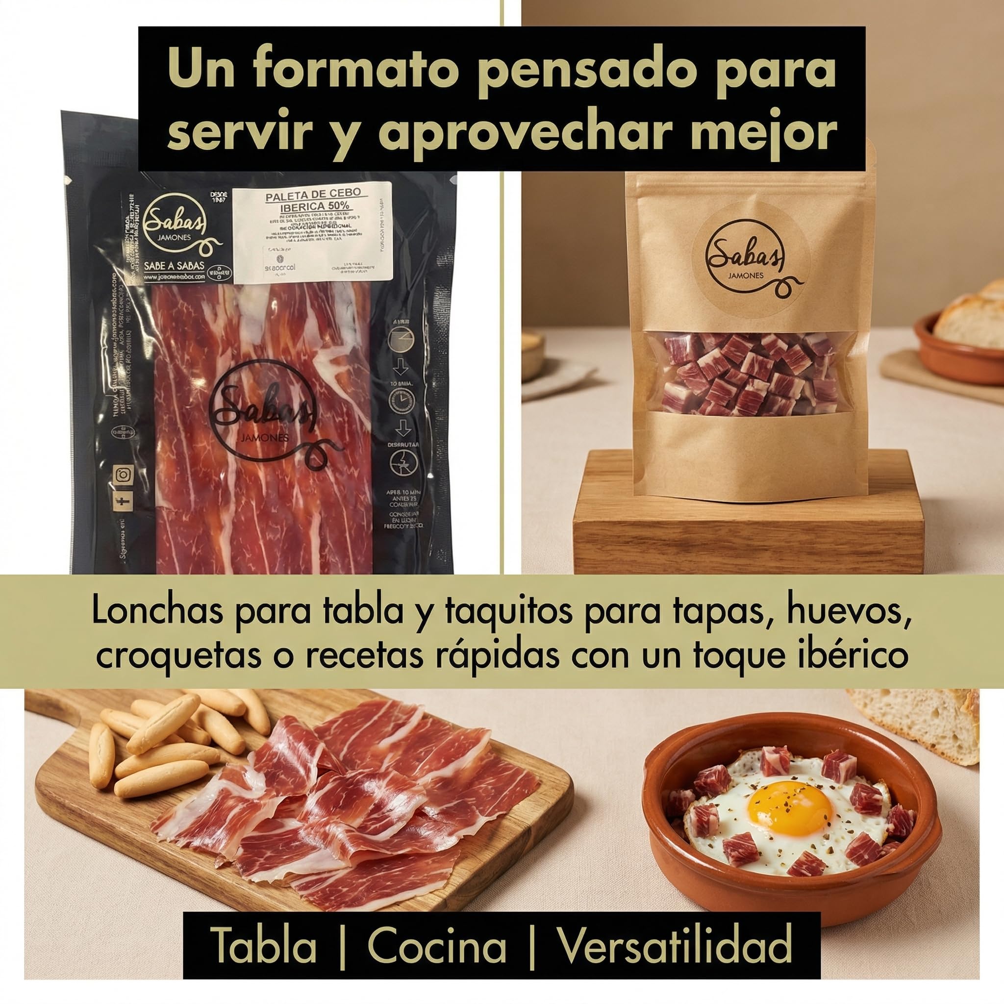 Paleta Iberica Cebo 50% Loncheada a Cuchillo 10 Sobres de 100 g Maletin | Incluye 2 taquitos, 1,2 kg totales, curacion 22 meses, envasado al vacio, sin gluten; aperitivo y tapas