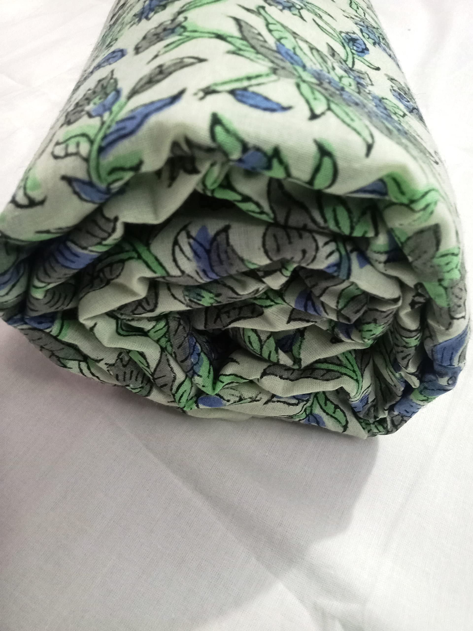 Tessuto di cotone morbido indiano stampato a mano a misura, tessuto stampato per Kurti, abito, fodera per cuscino (20 Yards)