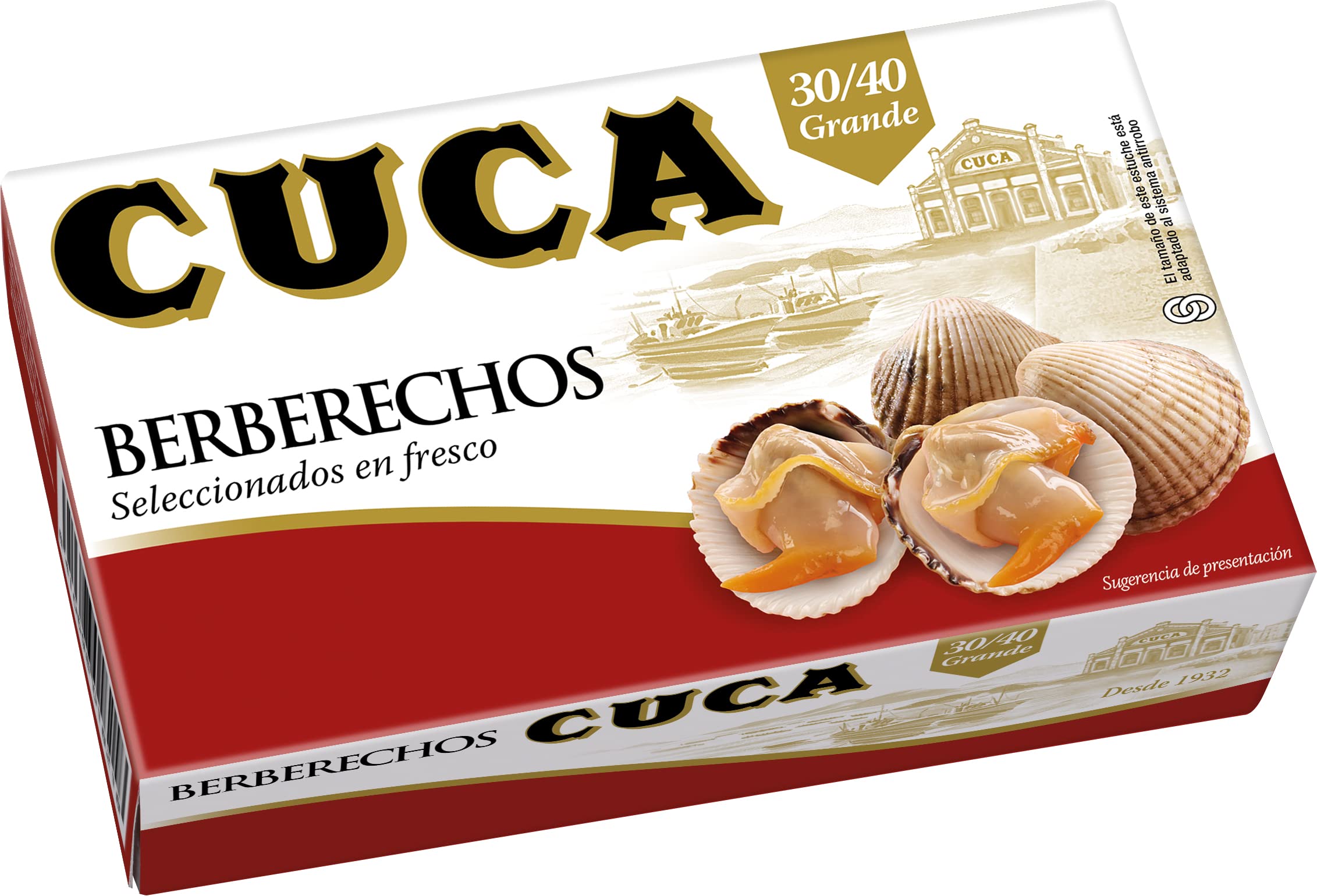 Cuca Berberechos al natural 30/40 piezas tamaño grandes, 1 pack de 3 latas de 115gr
