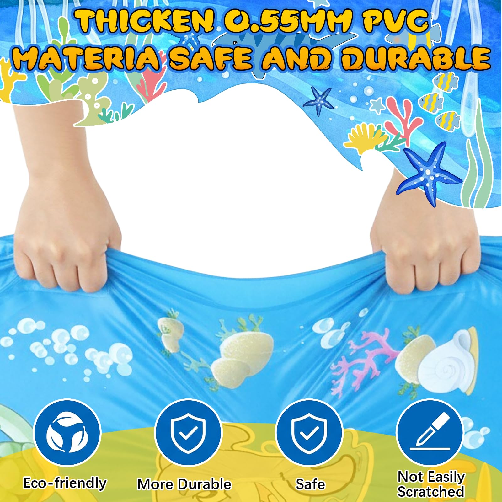 Splash Pad, 170CM Wasserspielmatte Sprinklermatte Kinder Sommer Outdoor | Wasserspielzeug Kinder Outdoor 3+ Kinder Anti-Rutsch Gartenparty Haustier Springbrunnen Garten Wassermatte Wasserspielmatte