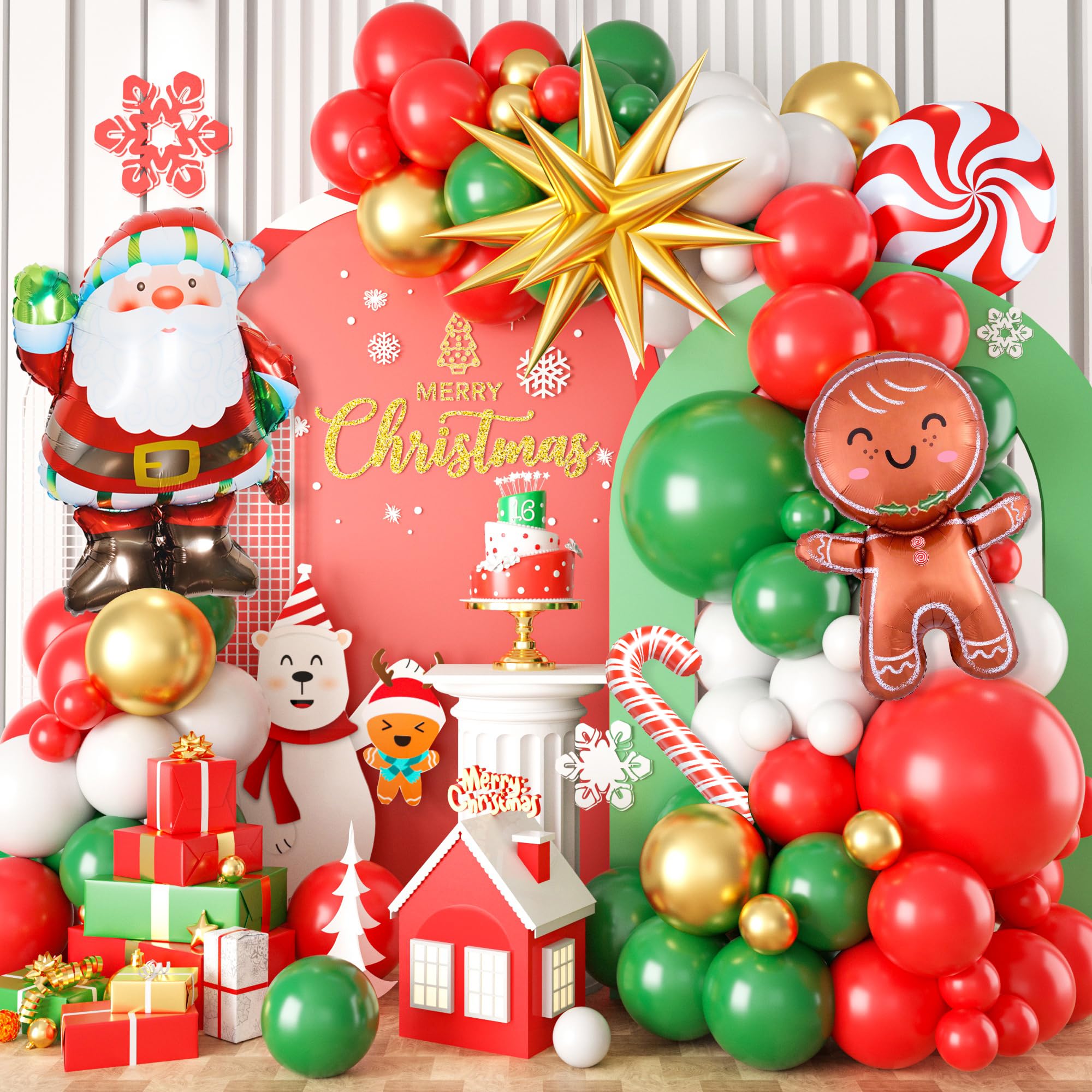 Amazon.co.jp: クリスマスバルーン アーチキット クリスマス レッド