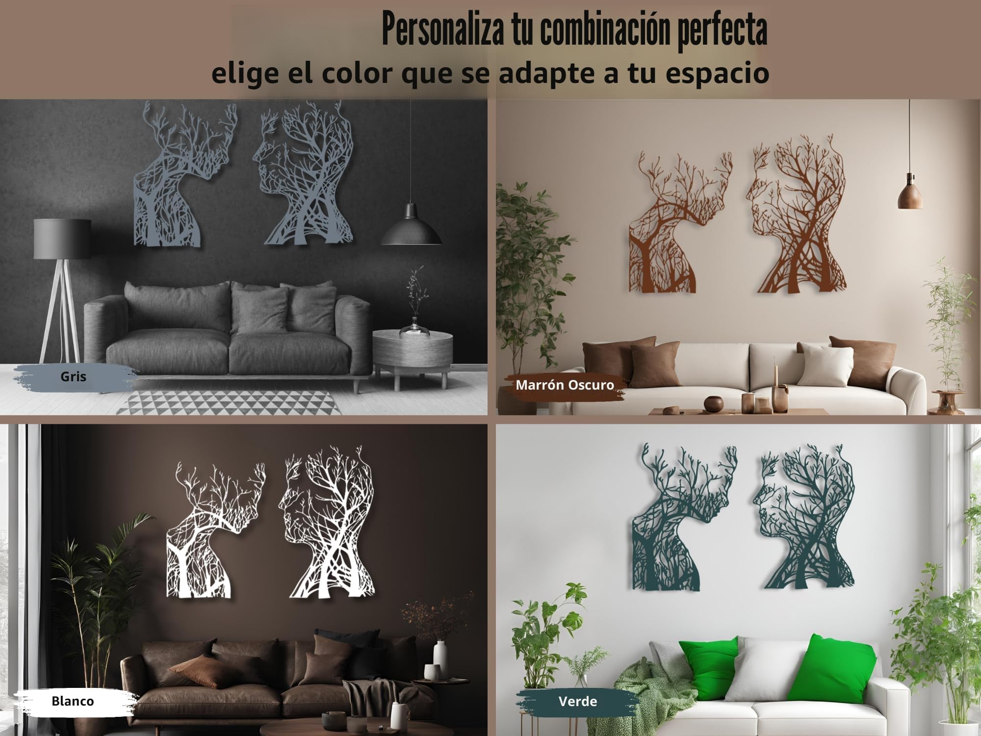 VAILLA Decoración de Pared Mural de Madera Decoración en Negro Dorado Decoración de Pared Hogar Arte de Pared 3D Decoración Moderna Cuadros para Hogar (Carvas 1)