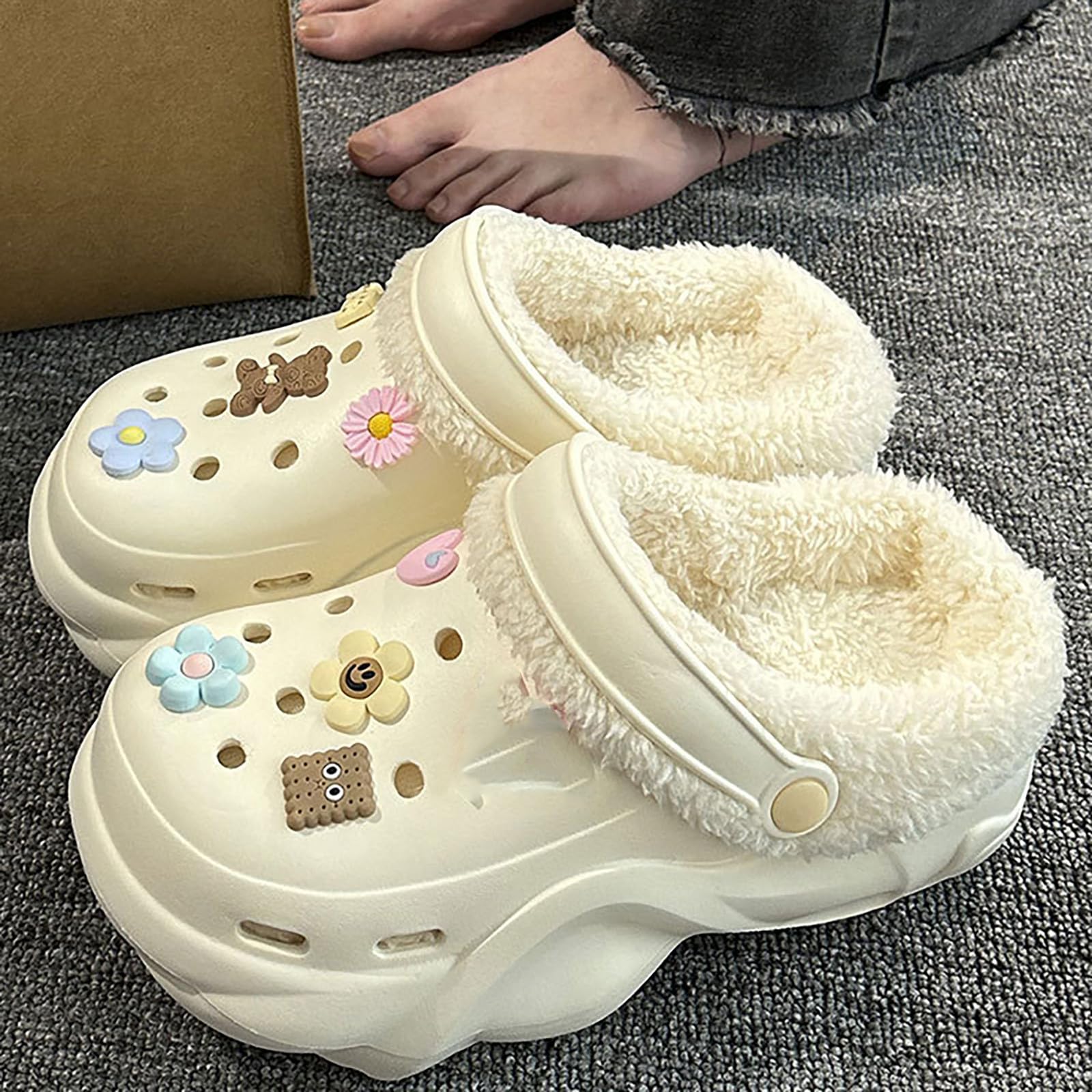 Chaussons Femme Pantoufle Chausson Homme Hiver Chaud Charentaise Mule Fourrure Droles Chaussures Fourré Fermé Pantoufles Confortable Cadeau 42 Claquettes Ete Interieur Chaude Anti Transpiration