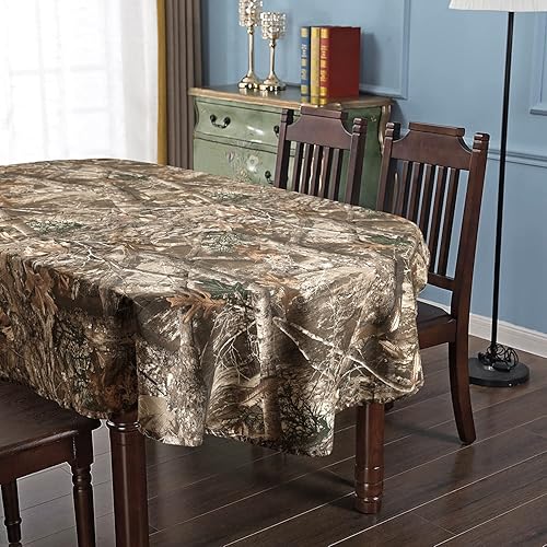 VISI-ONE Realtree Edge Camo Oval Tablecloth - 60" x 84" Inch - Washable Polycotton Table Cloth, Decorative Fabric Table Cover for Dining Table,