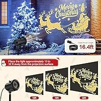 Vista 3 de Luces de proyector de Navidad 12 en 1 al aire libre, decoraciones dinámicas 3D de Navidad para interiores, patrones HD más claros de trineo