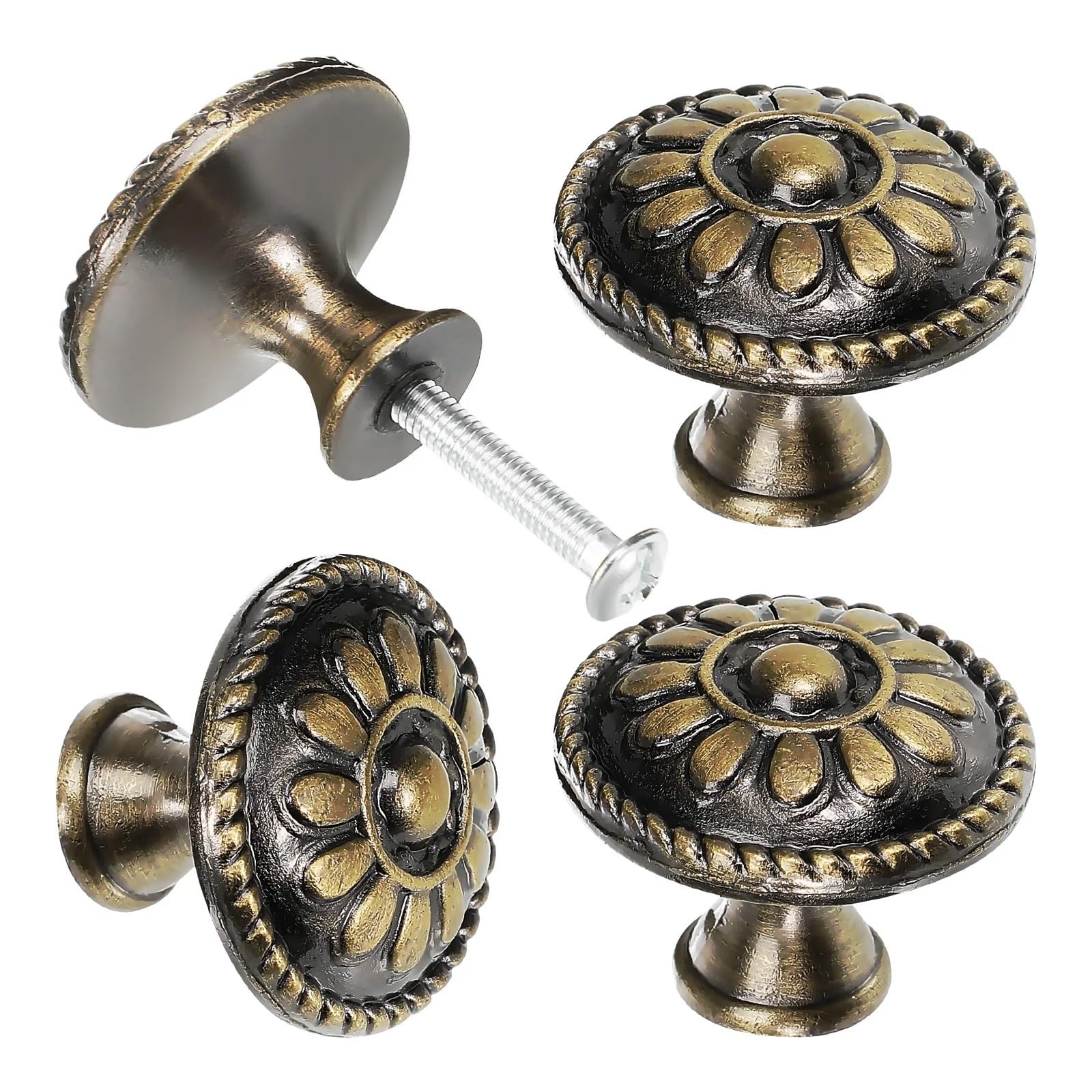 LSNNMU 4Pcs Vintage Zinc Alloy Drawer Knobs for Cabinet Closet Dresser Handles Furniture Pulls Door for Cupboard