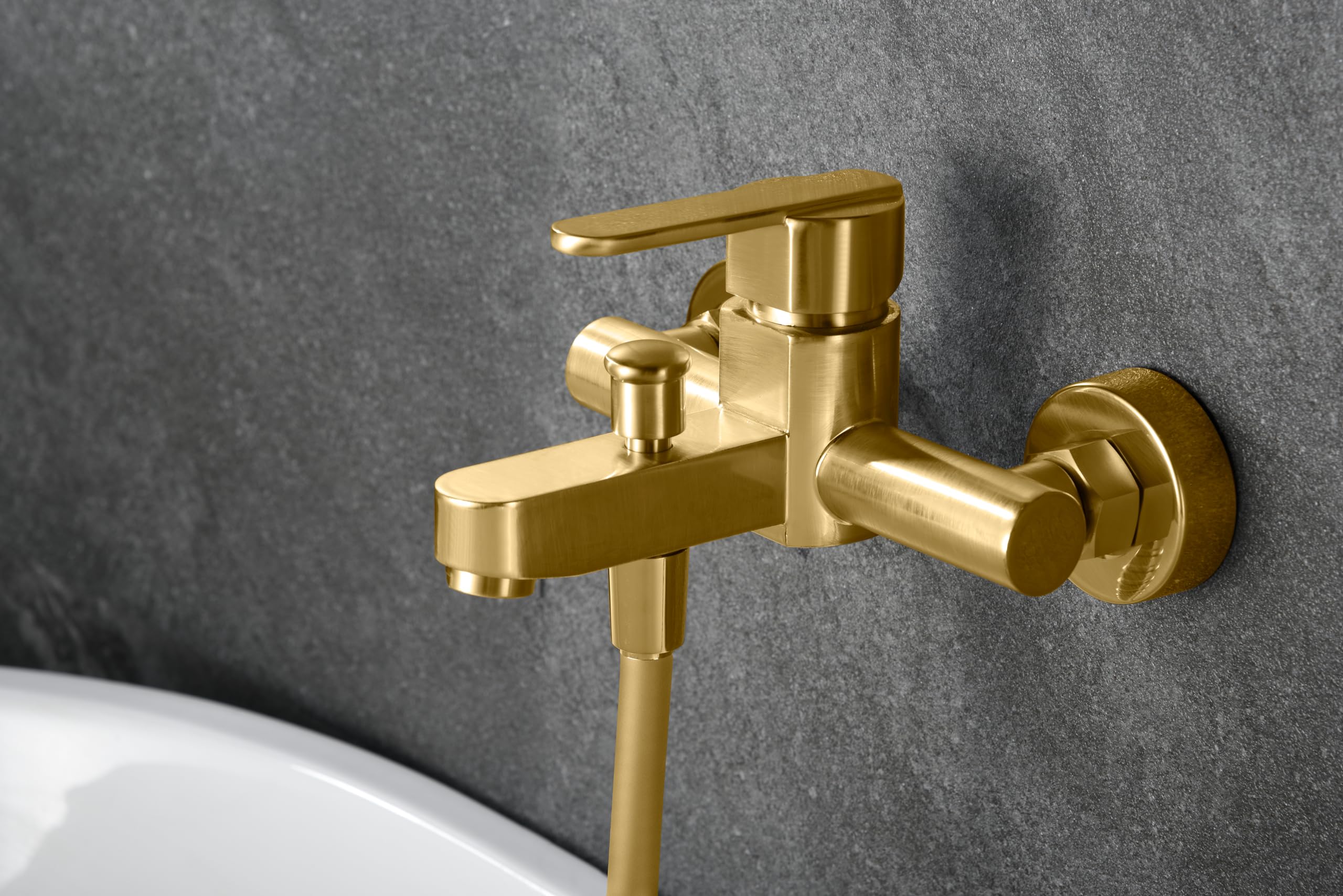 MICE- Grifería monomando de bañera y ducha hecha de latón - Juego de Grifo y Alcachofa para Bañera,Mezclador Monomando para Bañera con Ducha de Mano Oro Cepillado BDR001-4OC