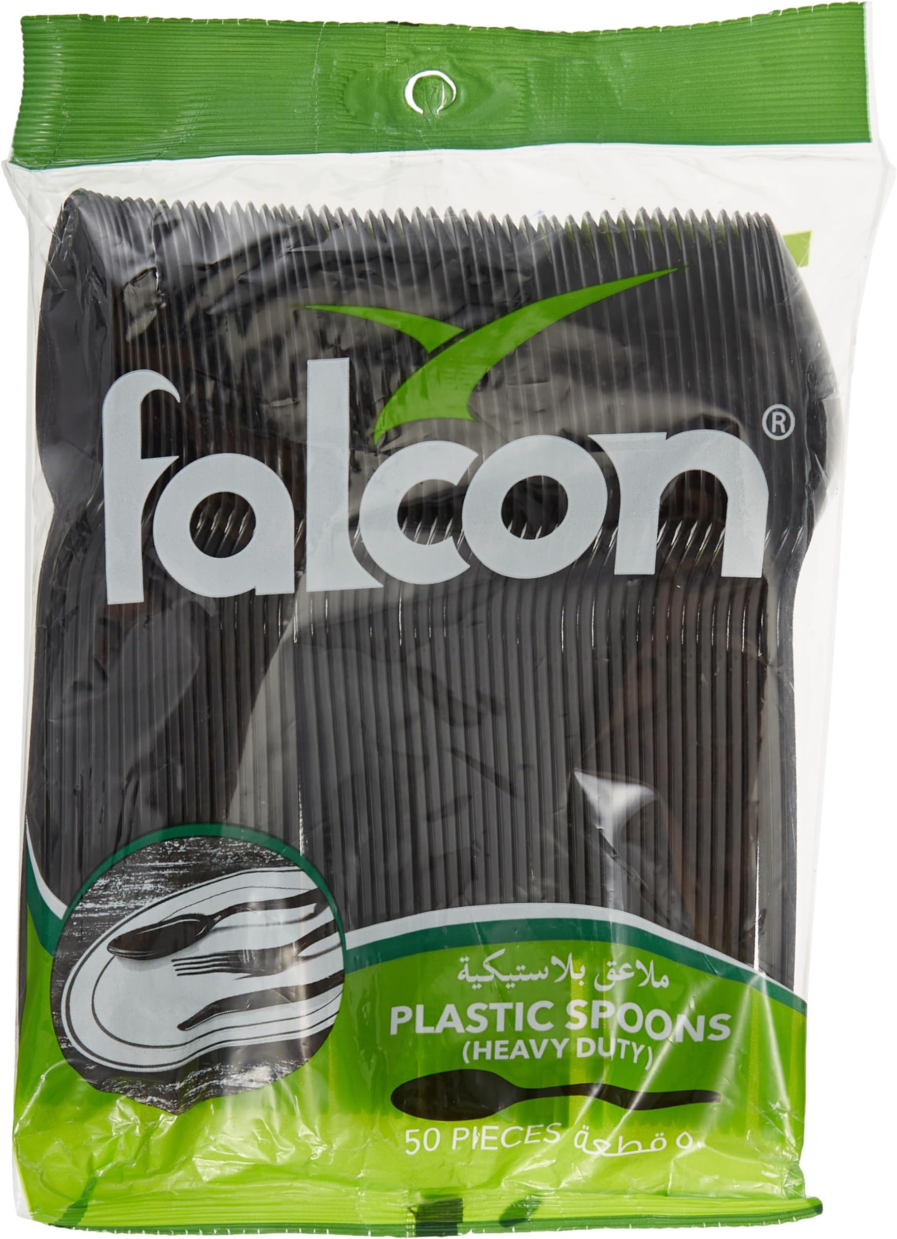 BLACK PLASTIC TABLE SPOON HEAVY DUTY