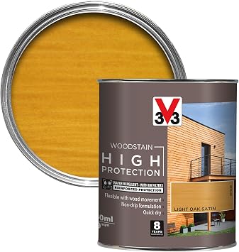 V33 High Protection Woodstain for Exterior Wood, Light Oak, 750ml