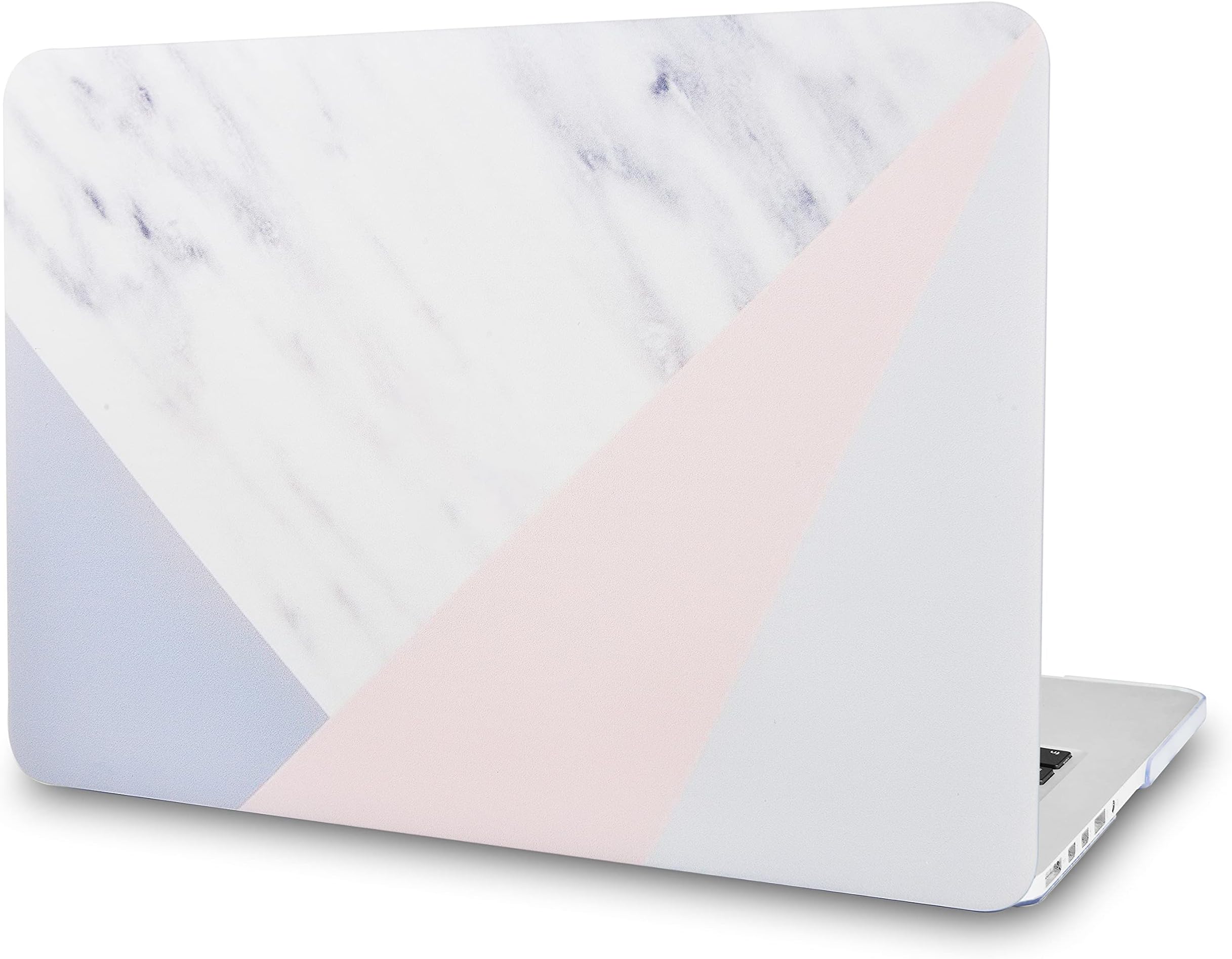 KECC Laptop Case Compatible with MacBook Pro 13" (2021/2020/2019/2018/2017/2016) Plastic Hard Shell Cover A2338 M1 A2289 A2251 A2159 A1989 A1706 A1708 Touch Bar (White Marble with Pink Grey)