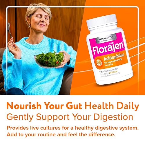 Miniatura 6 de Florajen Probióticos Acidophilus, salud intestinal, salud vaginal y suplemento de apoyo inmunológico, alivio del estreñimiento y la hinchazón para