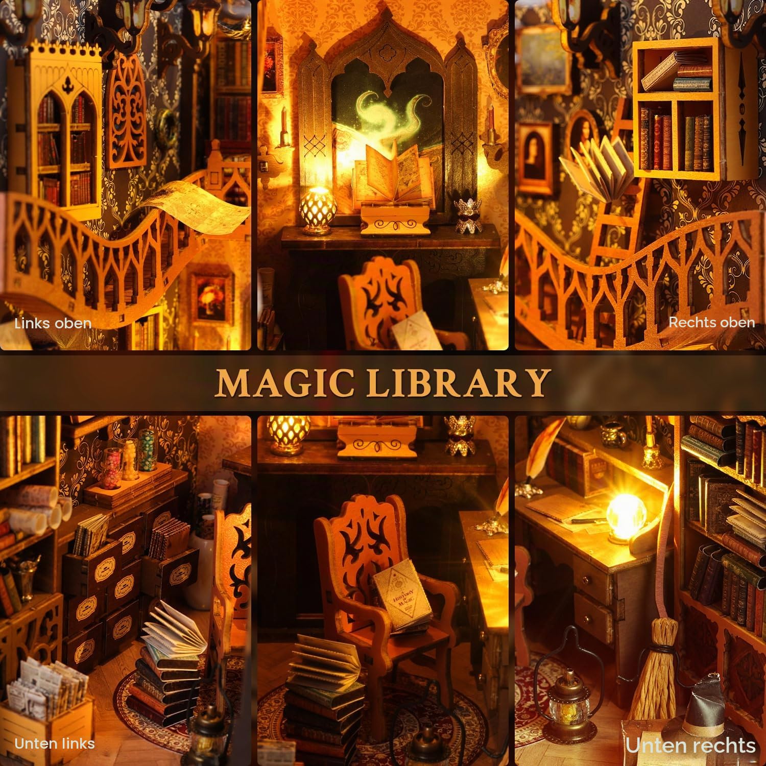DIY Magical World Book Nook Kit & Dollhouse Craft Kits für Erwachsene DIY Miniature House mit Licht, 3D Puzzle Buchstützen aus Holz, Kreative Geschenkdekoration für Erwachsene ab 14+