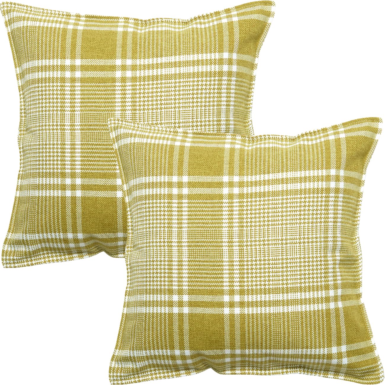 HOMTRYLIC Cushion Covers Set of 2 Decorative Gingham Plaid Throw Pillow Covers 40x40cm Linen Cushion Pillow Cases Vintage Boho Pillowcase for Sofa Bedroom Home Decor, Green — image 1