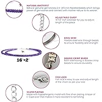 Vista 4 de Gempires Natural Amethyst Beads Necklace, Energy Healing Crystals, Silver Plated Chain, Birthday, Gift for Her, Gemstone Jewelry 18 inch AA+ Quality