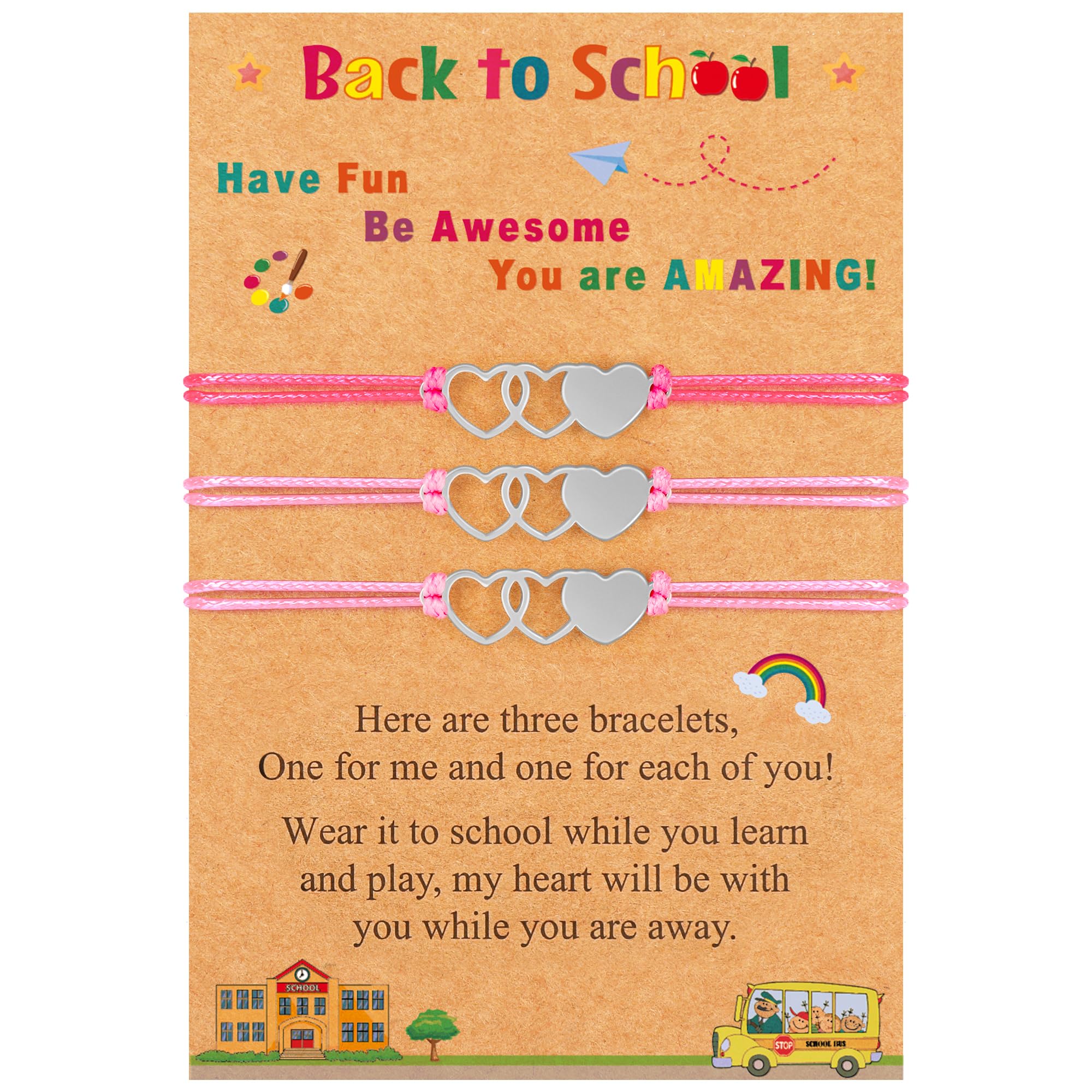 EOBOH Back to School Supplies, Back to School Bracelet Mommy and Me, Prek Matching Wish Bracelets Set, Adjustable Bracelet for Boys Girls Gifts Stuff Bulk