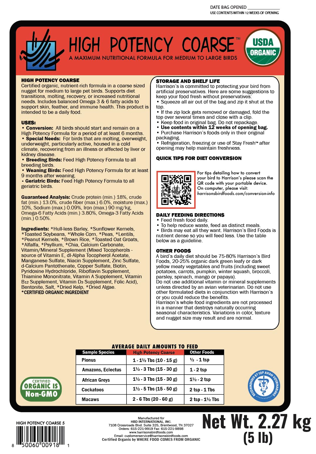 Harrison's High Potency Coarse 5lbs