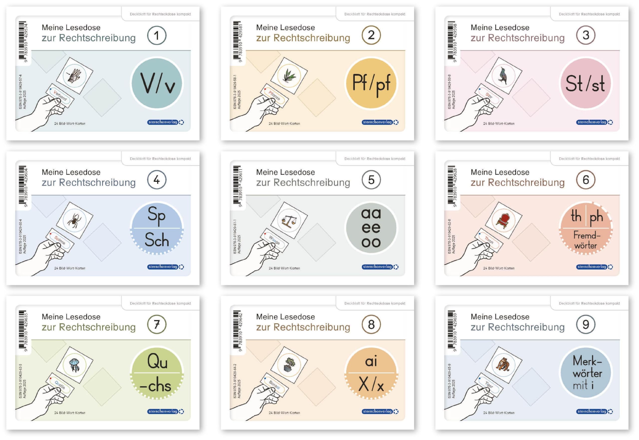Meine Lesedosen 1-9 zur Rechtschreibung: 9 Lesedosen mit jeweils 24 Bild-Wort-Karten