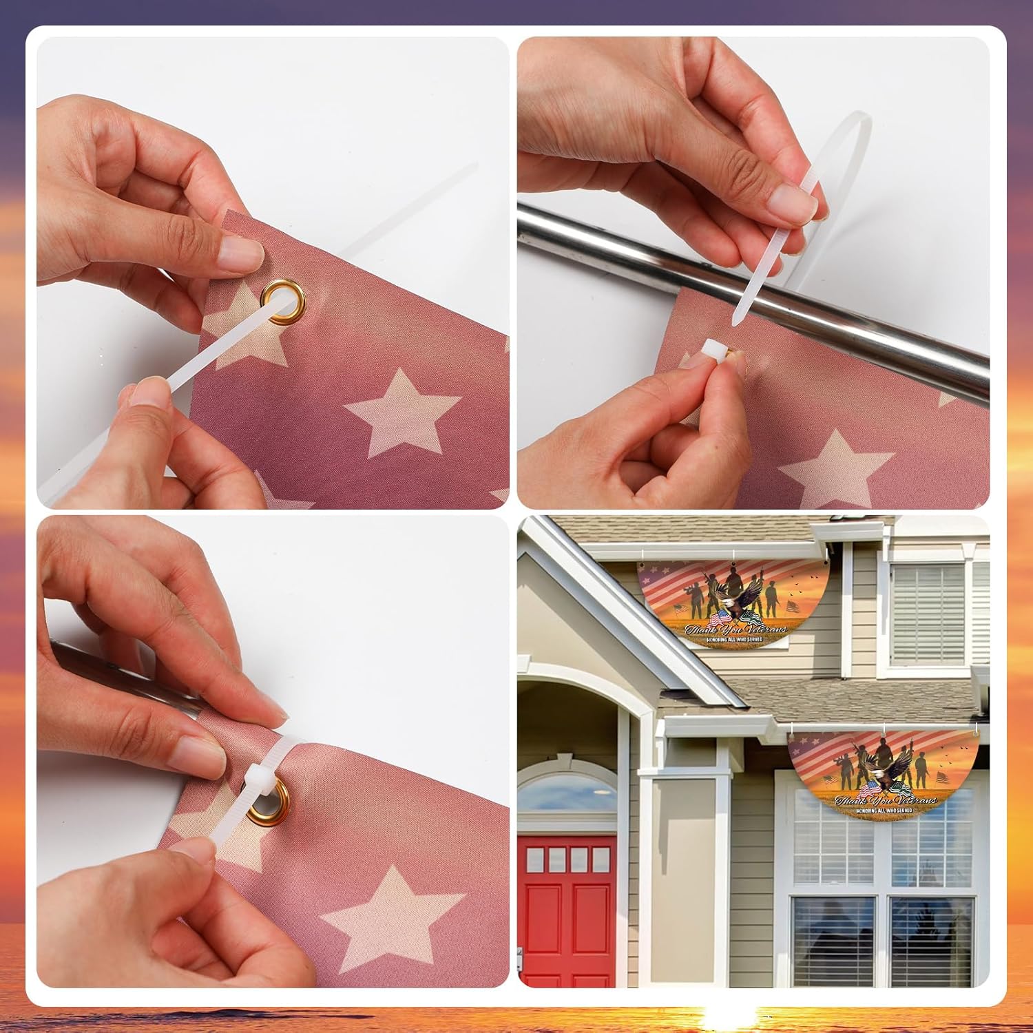 4 Pcs Veterans Day Flags 1.5 x 3 Ft Thank You Veteran Decorations Non Pleated Fan Patriotic Flag Bunting America Military Banner for Memorial Day Yard Garden Outdoor Decor - Image 4