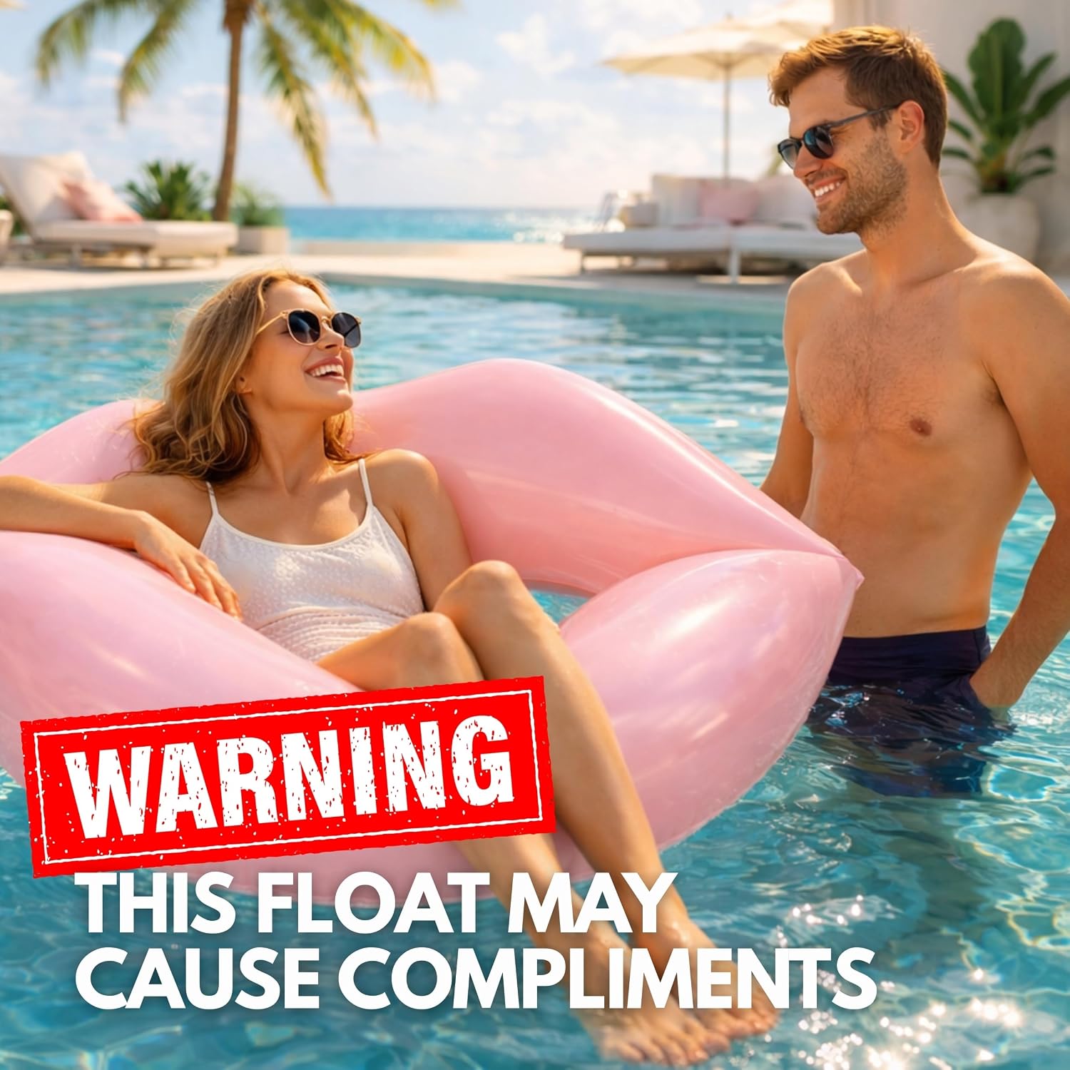 43.3 x 31.5 Inch Swimming Giant Pink Lips Pool Float Inflatable (1 PCS/2 PCS) image 5