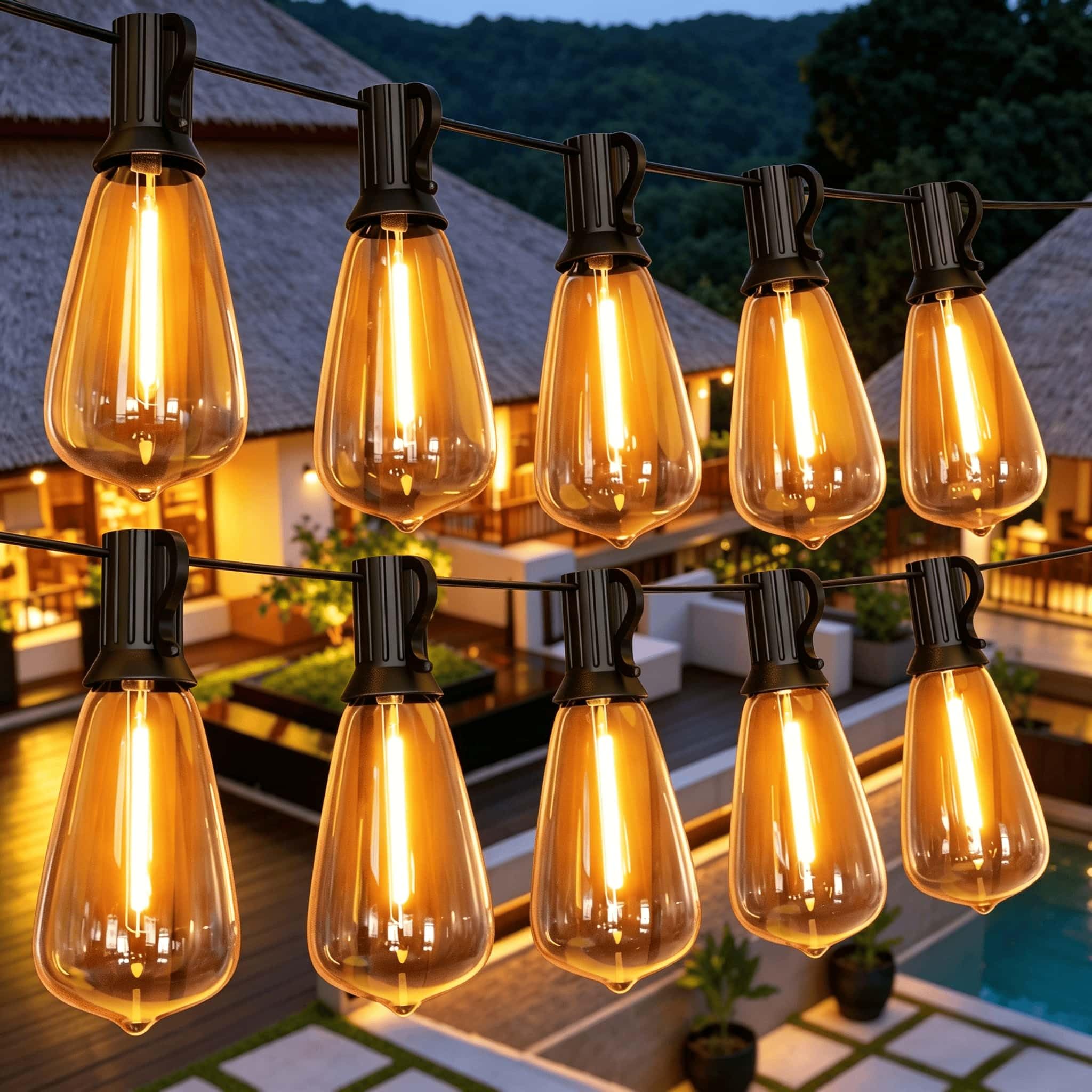 GPATIO Outdoor Lights, 120FT 60+2 Shatterproof Bulbs.