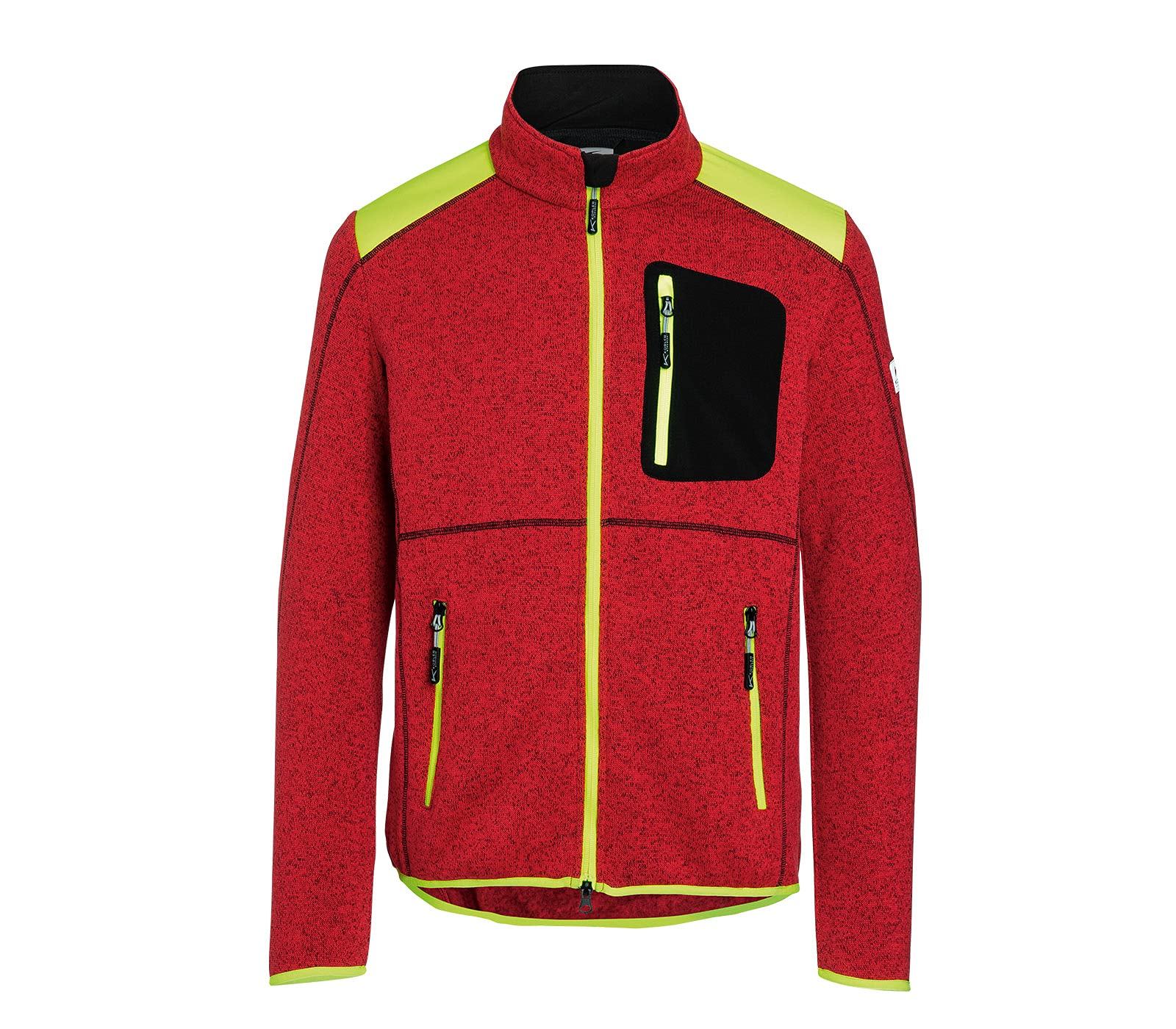 KÜBLER FOREST Strickjacke LIGHT – körpernah geschnittene Arbeits-Strickjacke in Melange-Optik mit Signal-Kontrasten und Reißverschlusstaschen