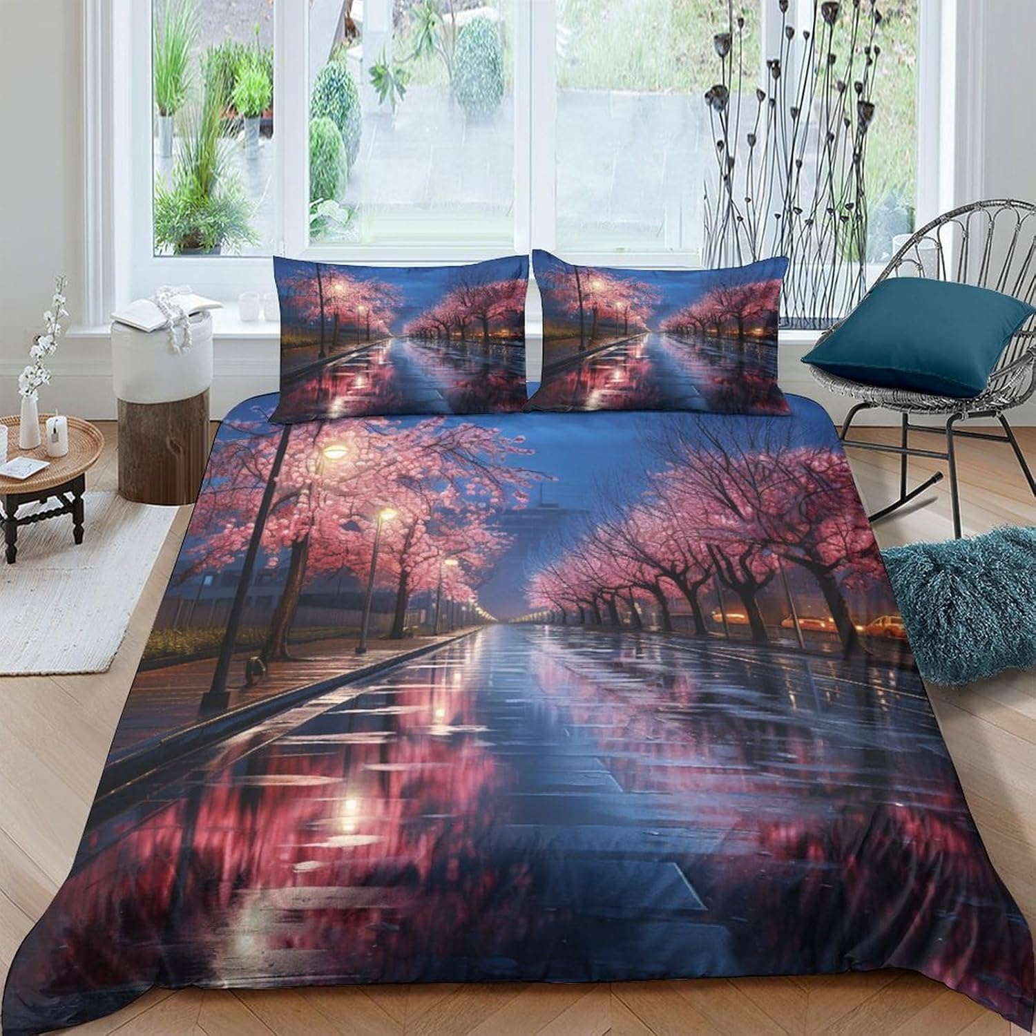 Parure de lit plante à fleurs 200x200 cm pour stopper la couette qui glisse avec son grand zip
