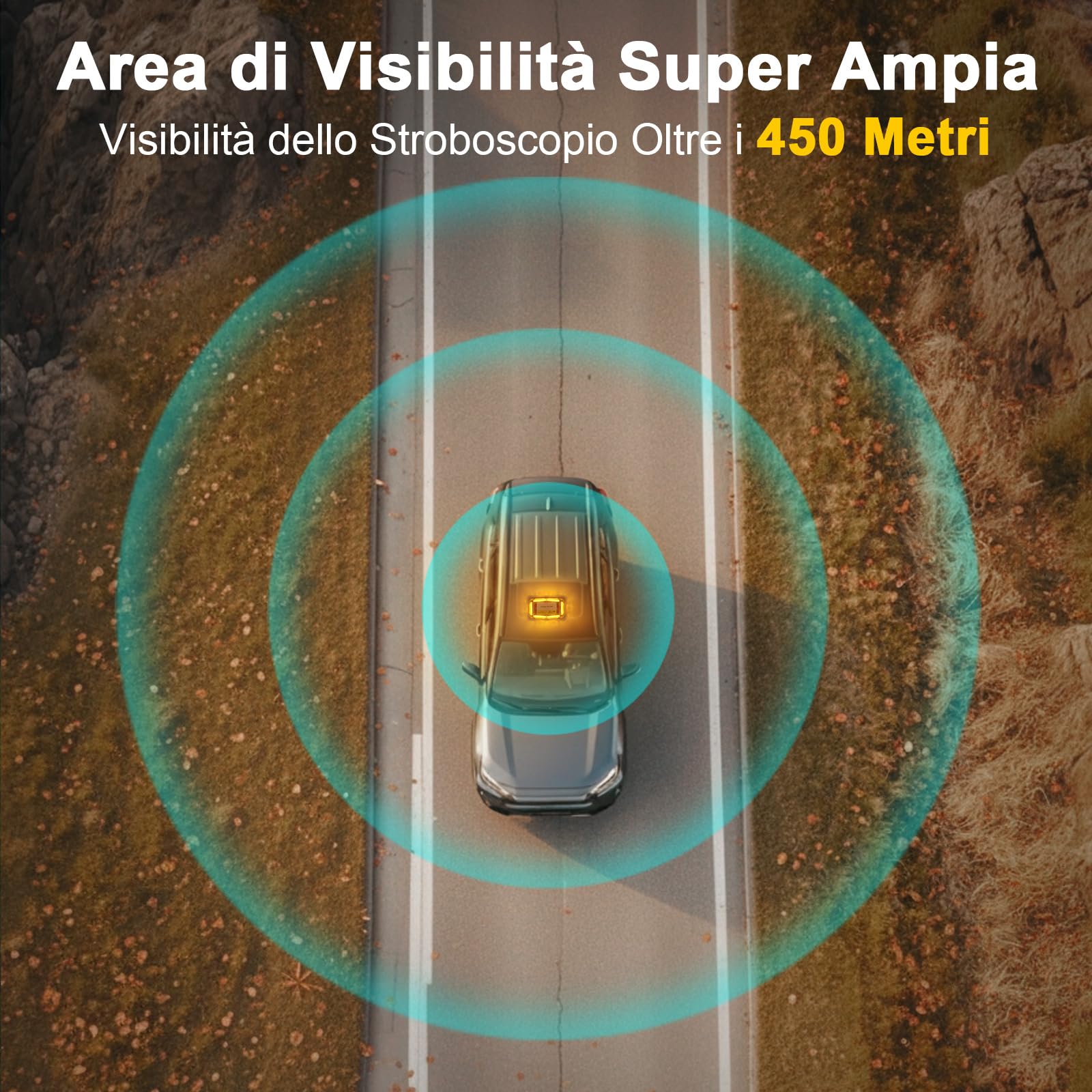 Lampeggiante Arancione a 90 LED con Magnete - Luce di Avvertimento 12V 24V, Cavo da 3 m, Impermeabile IP65, 16 Modalità per Camion, Attrezzature Edili, Agricoltura