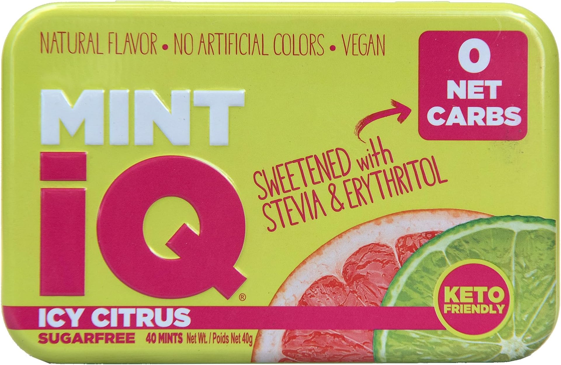 - Big Sky MINT iQ Icy Citrus Mint Candy 40 grams Pack of 6 Tins in Display Tray - Travel Size Mint Candies Tin - Keto Friendly, Vegan & Natural Fruity Flavored Candy Mints for Long Lasting Fresh Breath