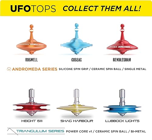 Miniatura 7 de trompos UFO – Trompo de metal. Juguete divertido para niños y adultos. Inspirado en el avistamiento OVNI documentado en 1947 en Roswell, Nuevo